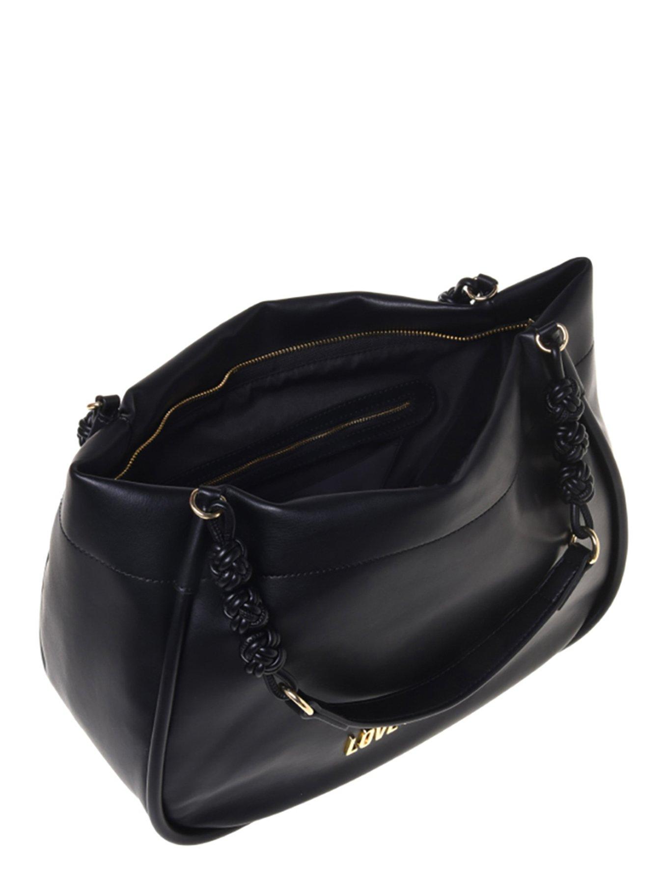  image of love-moschino-braided-strap-tote-bag-black