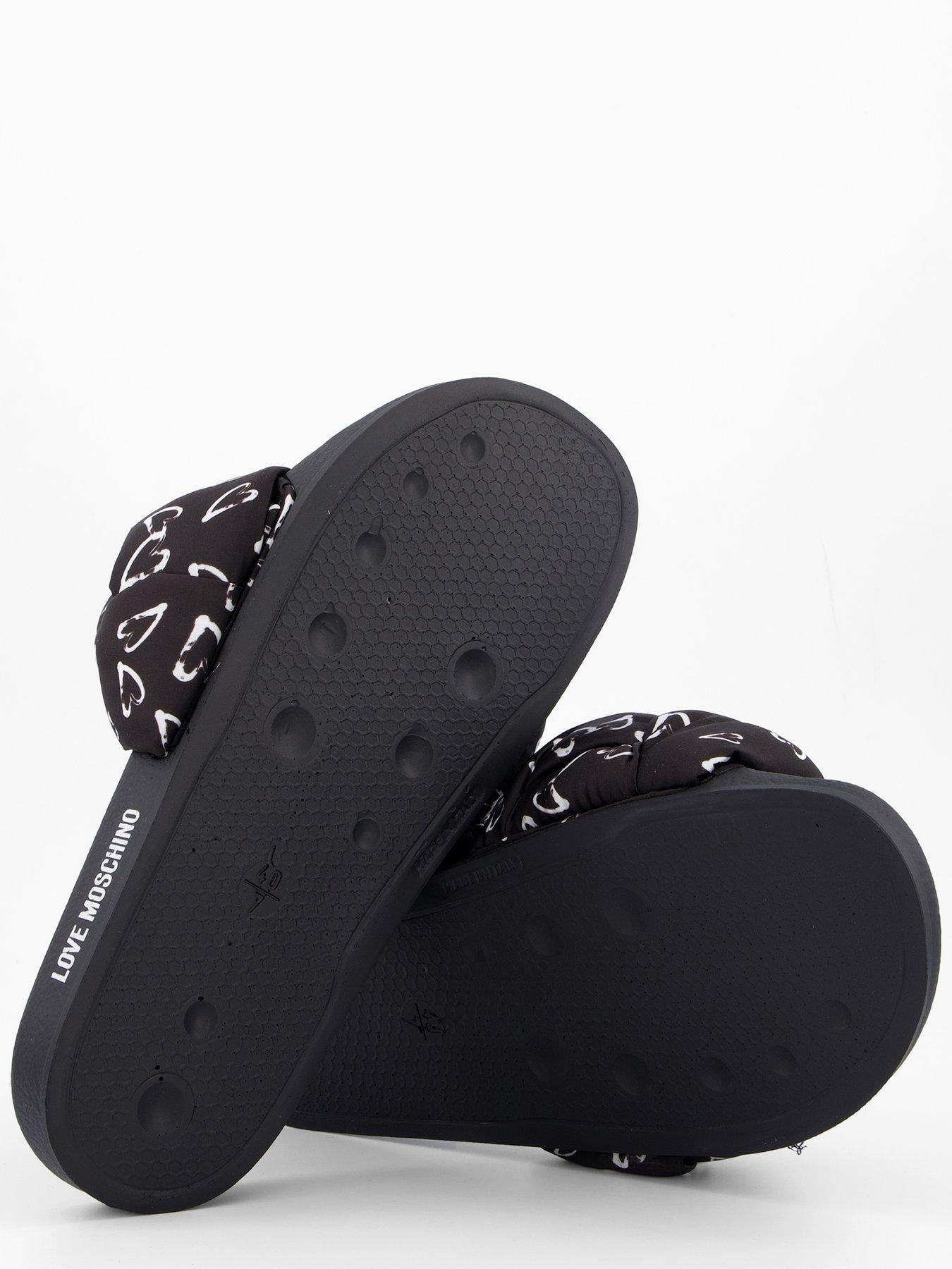 Image 3 of 5 of LOVE MOSCHINO Heart Printed Satin Slide - Black