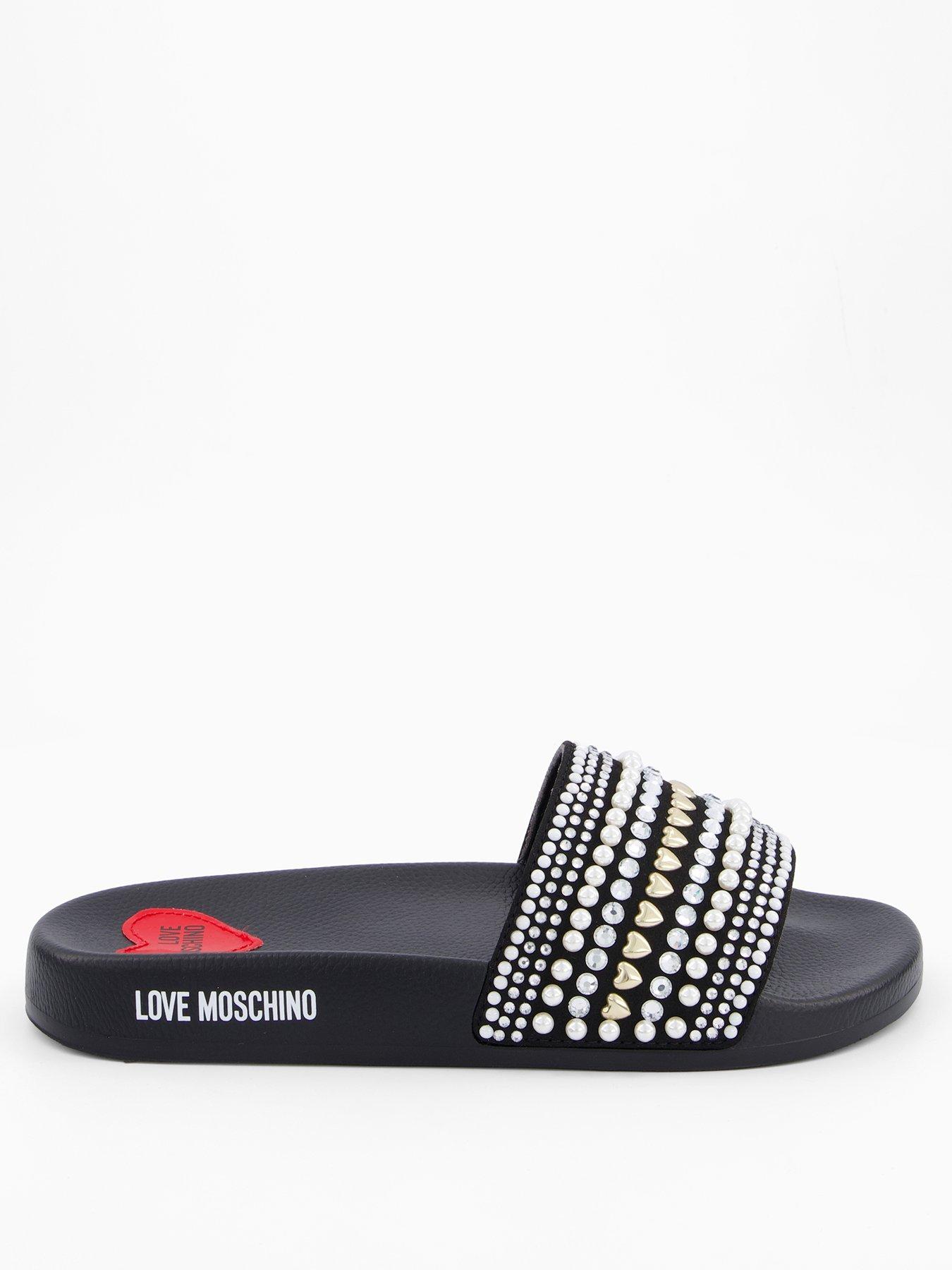 Image 2 of 5 of LOVE MOSCHINO Velour Slide - Black
