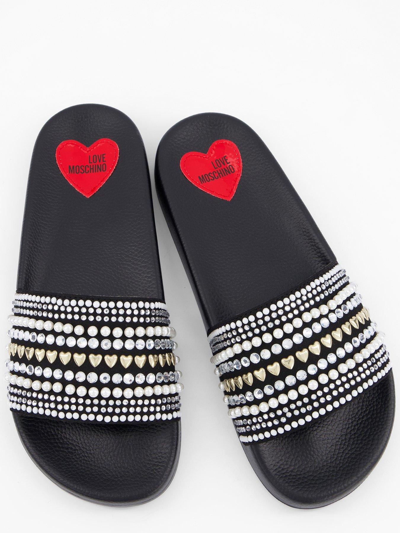 Image 3 of 5 of LOVE MOSCHINO Velour Slide - Black