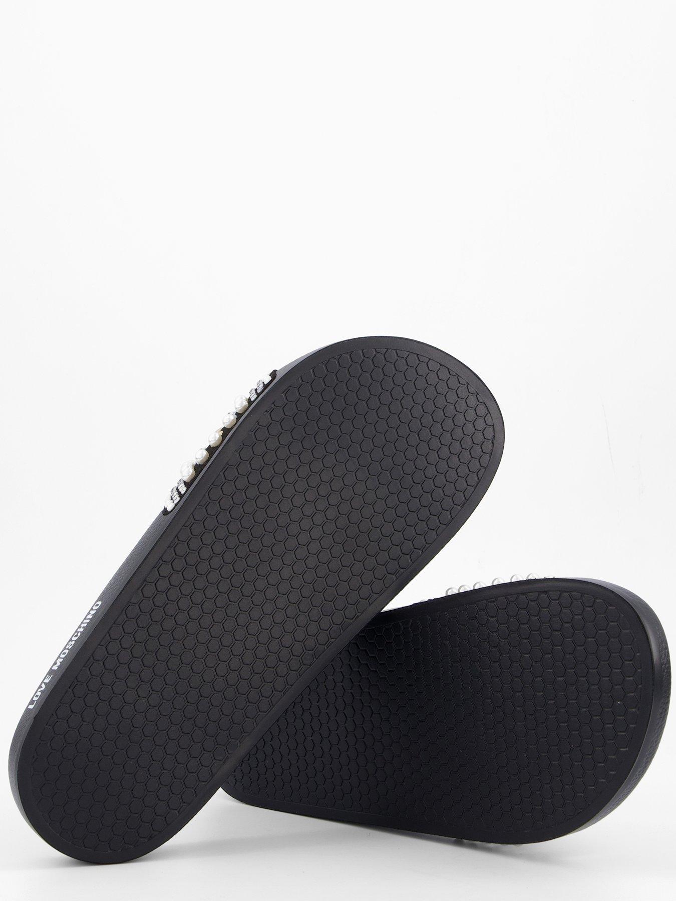 Image 4 of 5 of LOVE MOSCHINO Velour Slide - Black