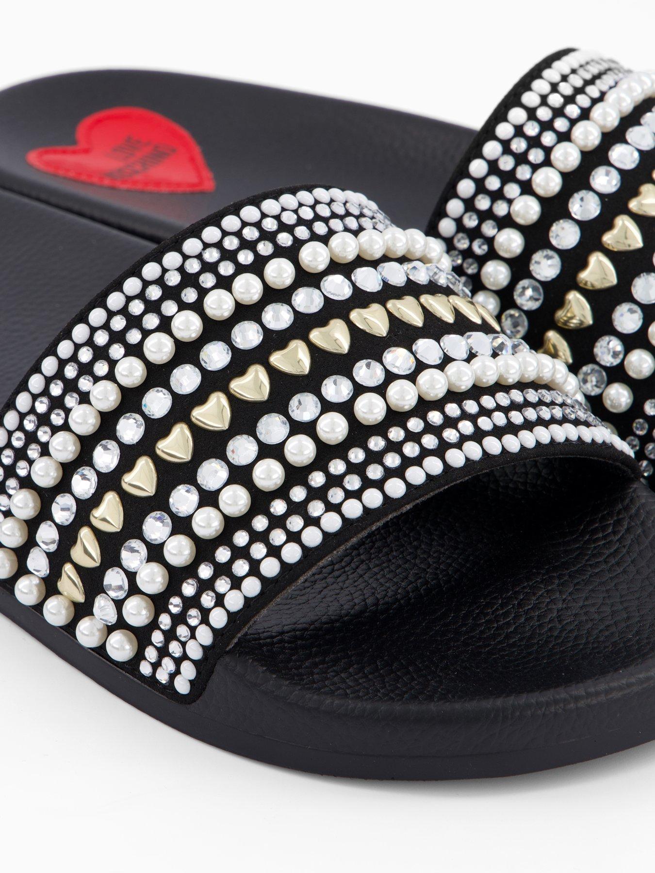 Image 5 of 5 of LOVE MOSCHINO Velour Slide - Black