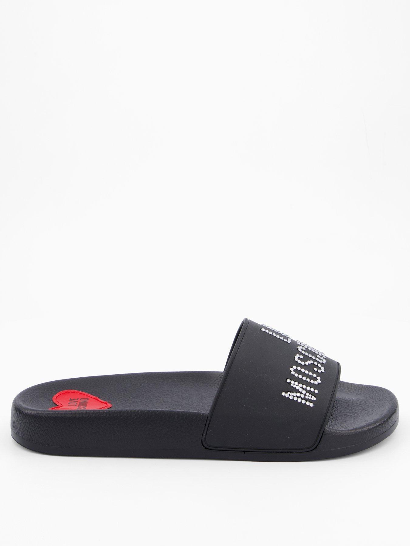 Image 2 of 5 of LOVE MOSCHINO Rubber Logo Sliders - Black