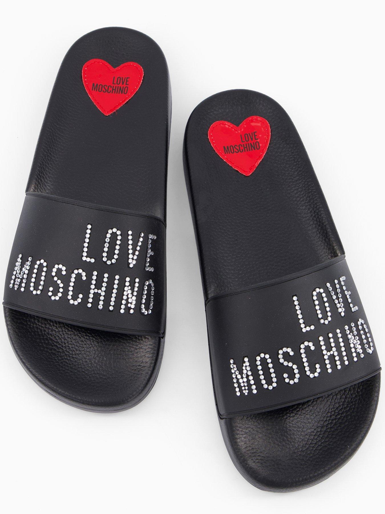Image 3 of 5 of LOVE MOSCHINO Rubber Logo Sliders - Black