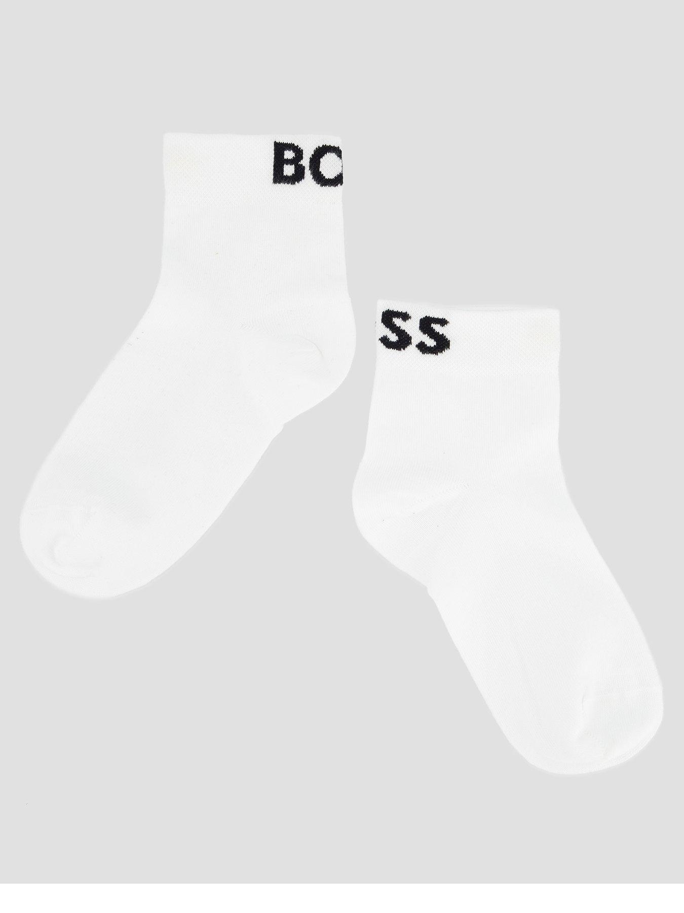 Image 2 of 4 of BOSS 2 Pack Logo Ankle Sock - White