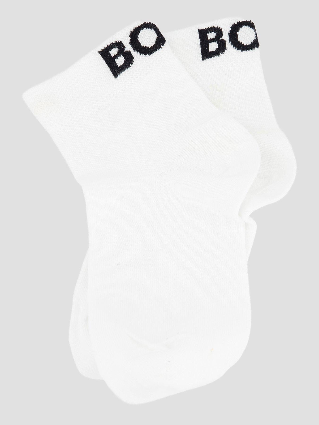 Image 3 of 4 of BOSS 2 Pack Logo Ankle Sock - White