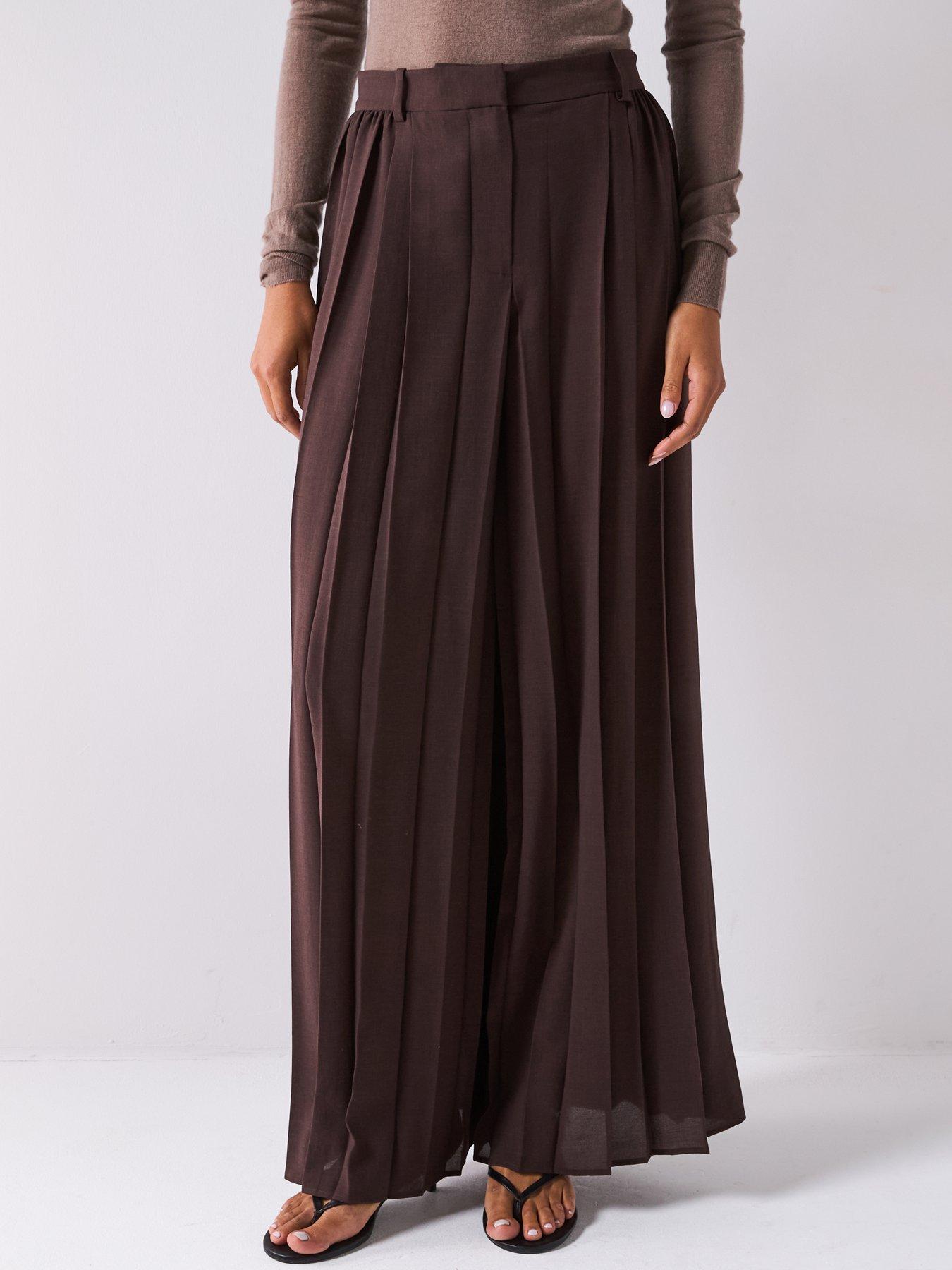 undefined Plisse Pant - Dark Brown