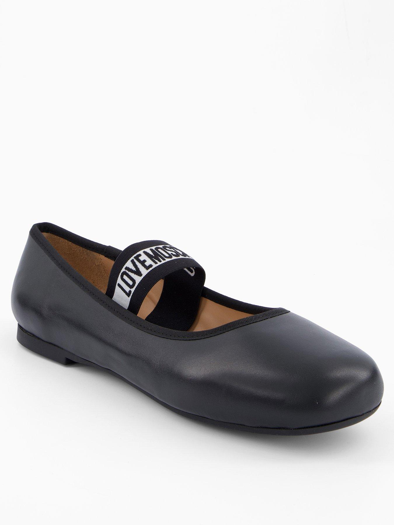 love-moschino-logo-strap-ballet-flat-black