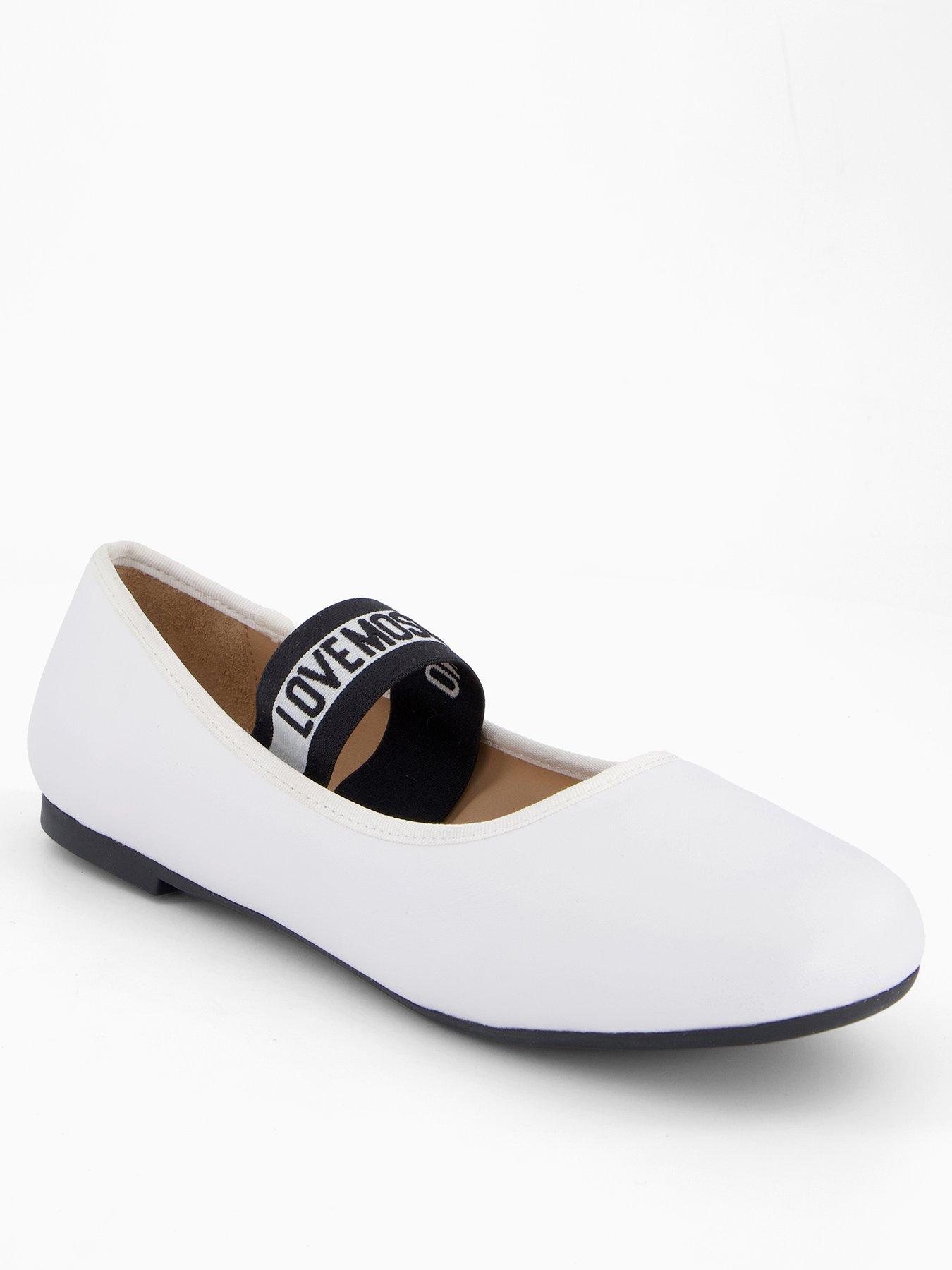 love-moschino-logo-strap-ballet-flat-white