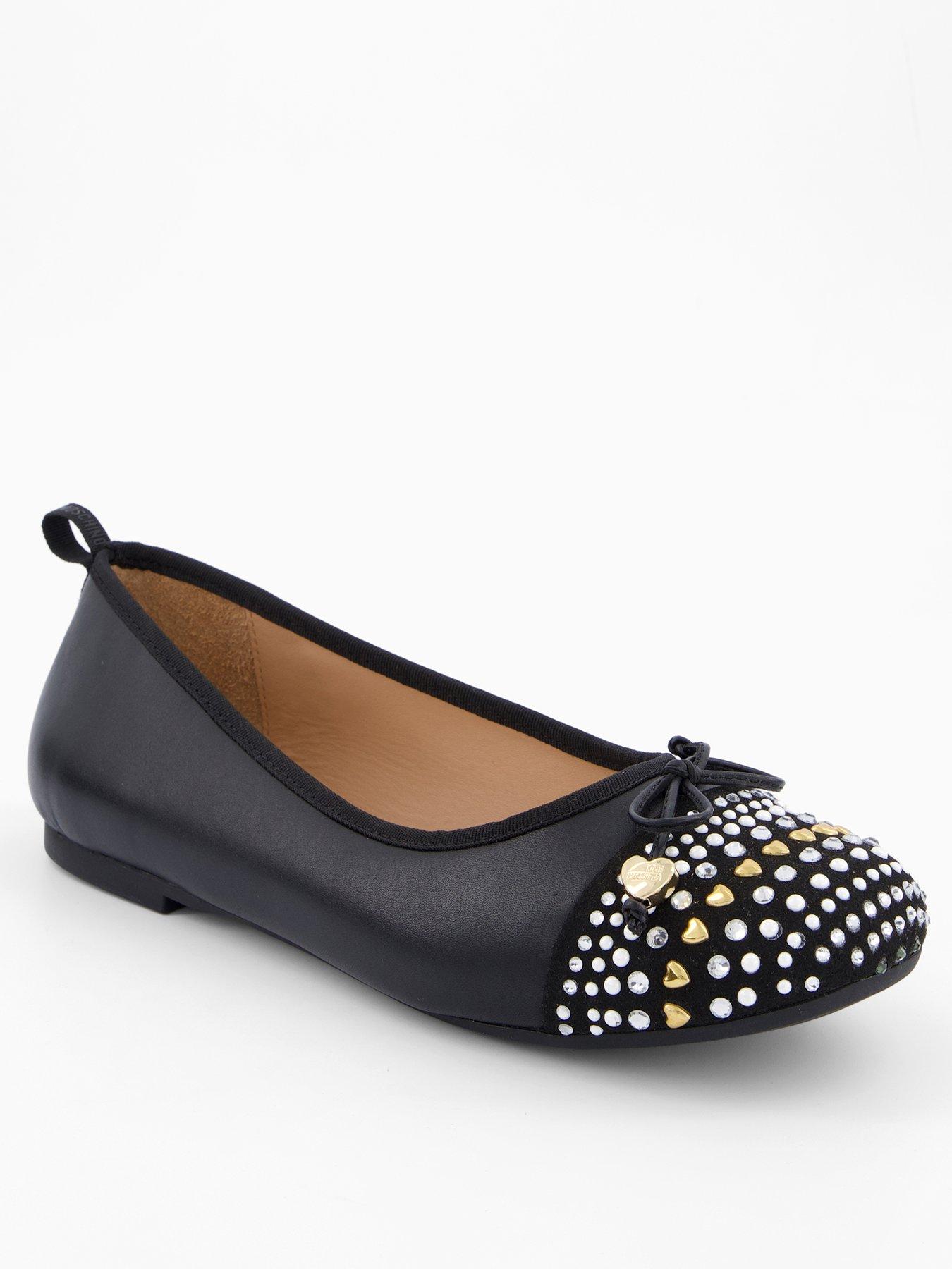 Image 1 of 5 of LOVE MOSCHINO Soft Leather Ballet Flat - Black