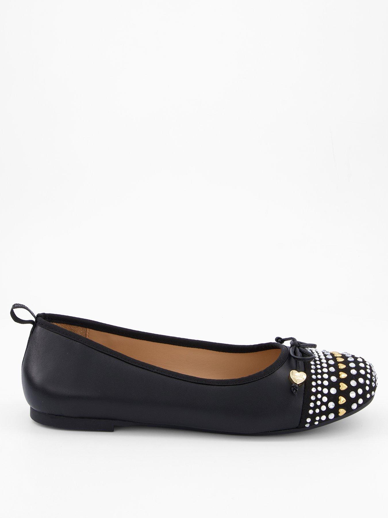 Image 2 of 5 of LOVE MOSCHINO Soft Leather Ballet Flat - Black