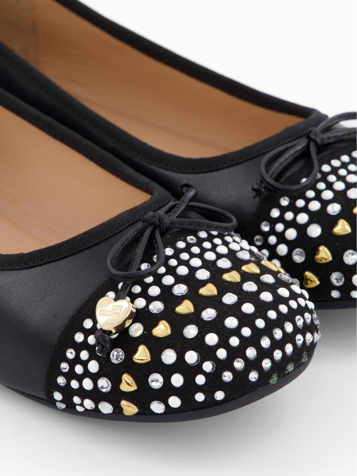 Image 4 of 5 of LOVE MOSCHINO Soft Leather Ballet Flat - Black