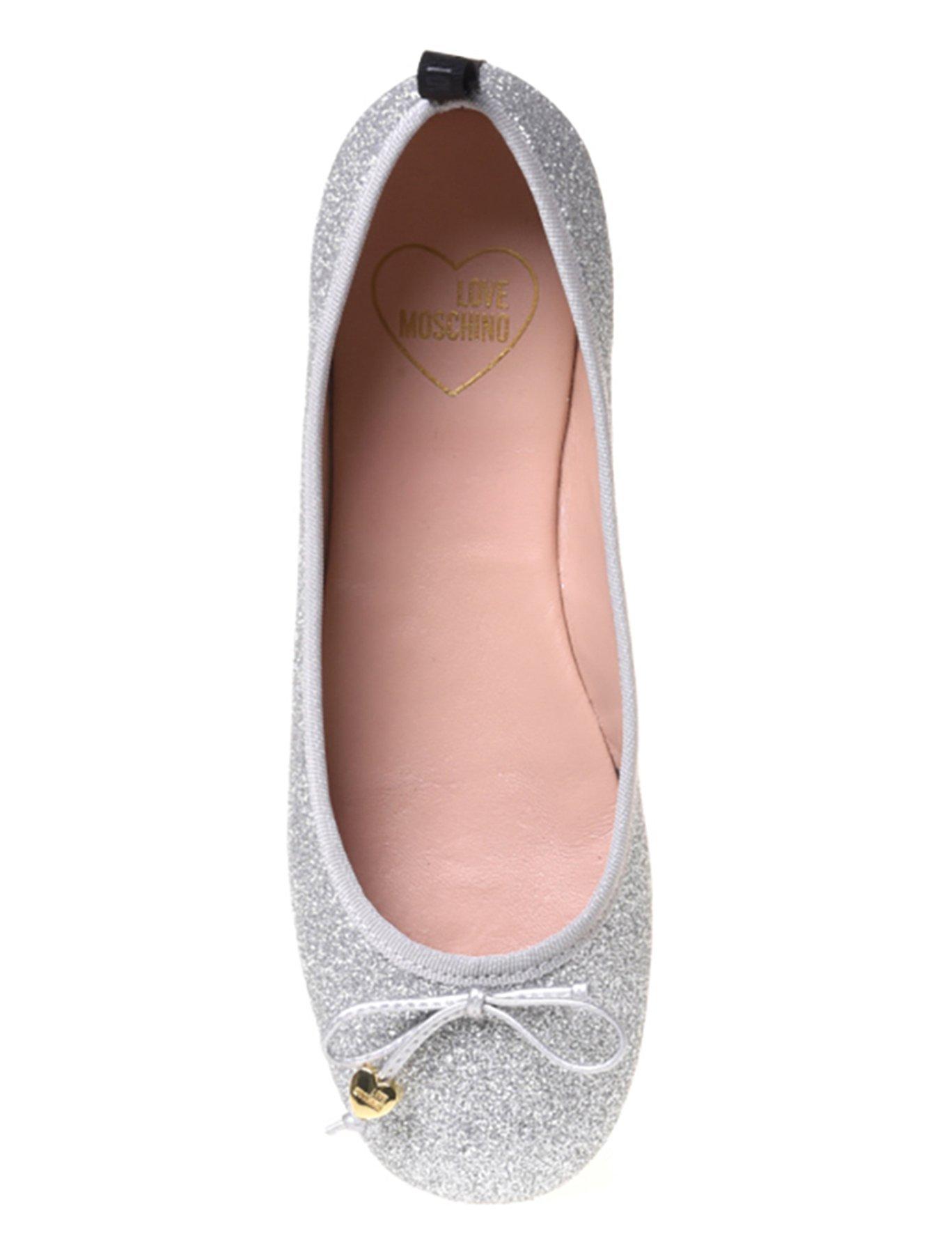  image of love-moschino-glitter-ballet-flat-silver