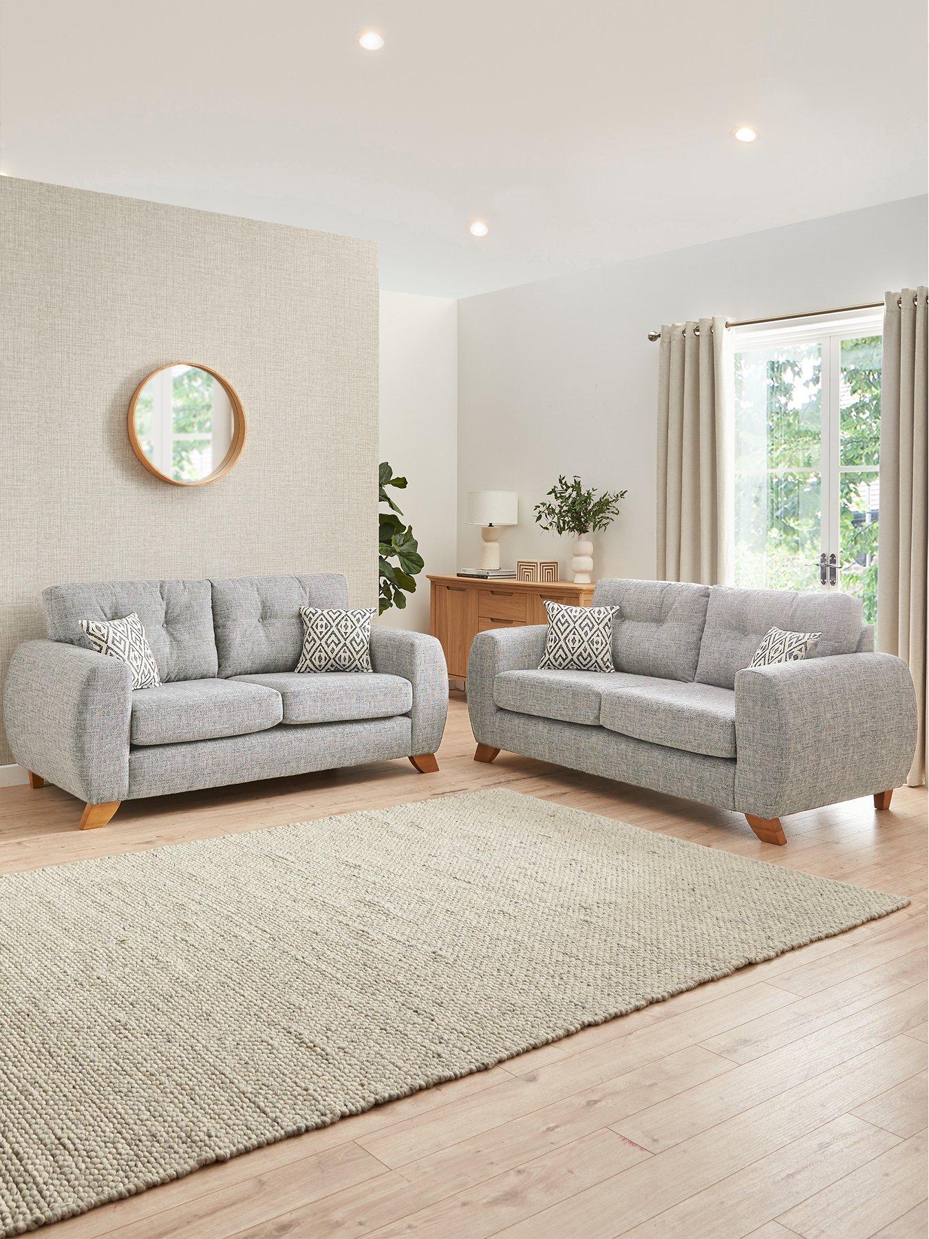 The Very Collection Prent 3 + 2 Seater Fabric Sofa Set (Buy  &  SAVE!) - Silver - Made to order in the UK