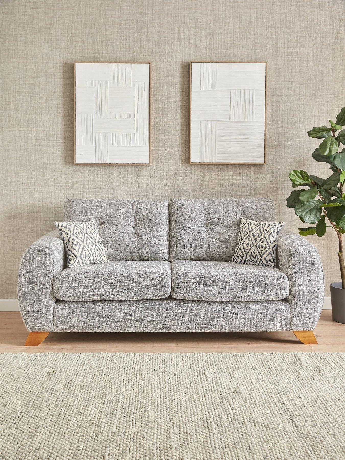 Image 1 of 7 of The Very Collection Prent Fabric&nbsp;3 Seater Sofa - Silver - Made to Order&nbsp;in the UK