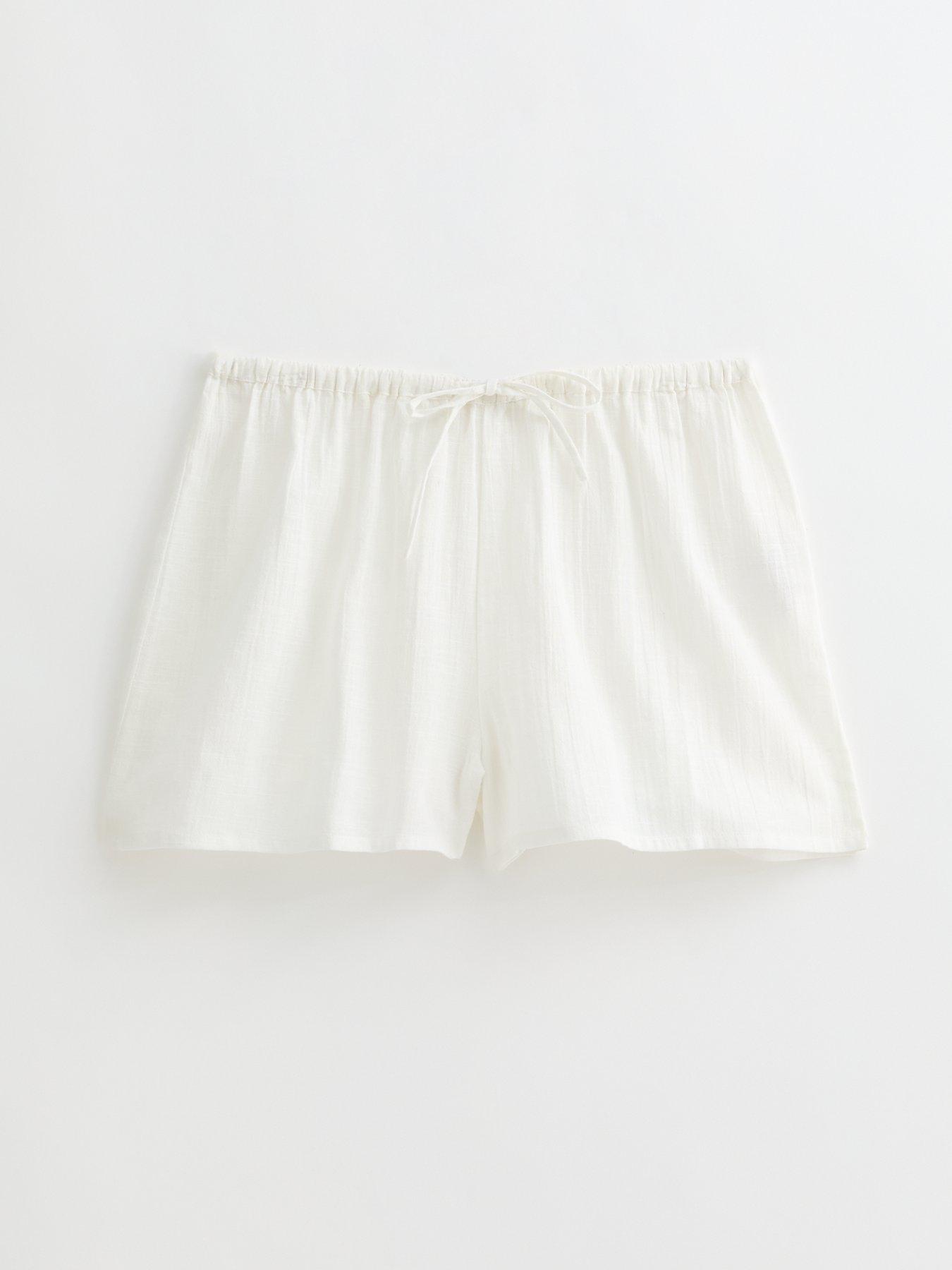  image of new-look-white-drawstring-waist-slubbed-shorts