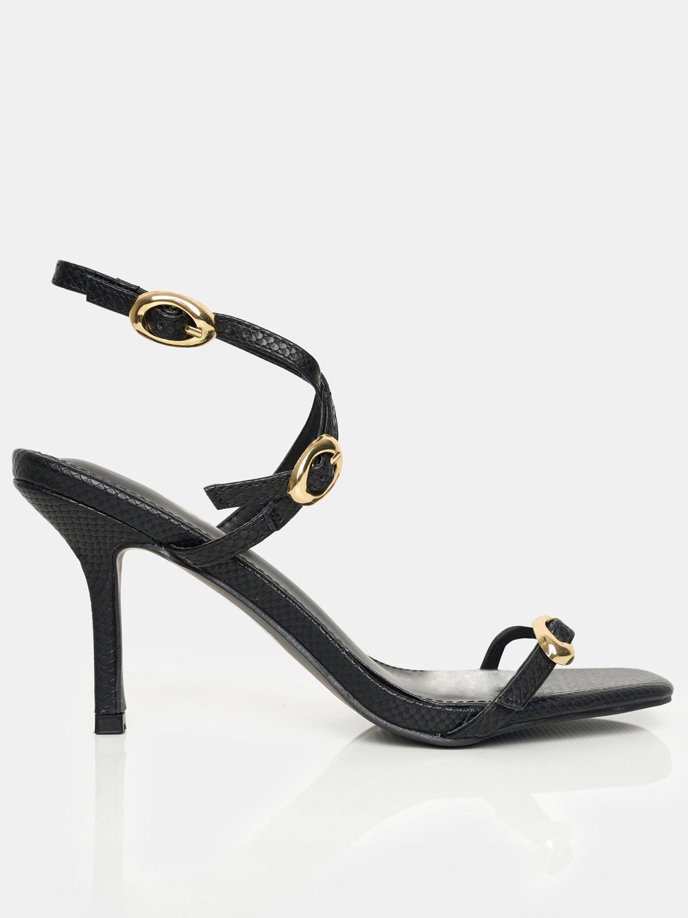 Public Desire Grand Buckle Detail Heeled Sandal - Black