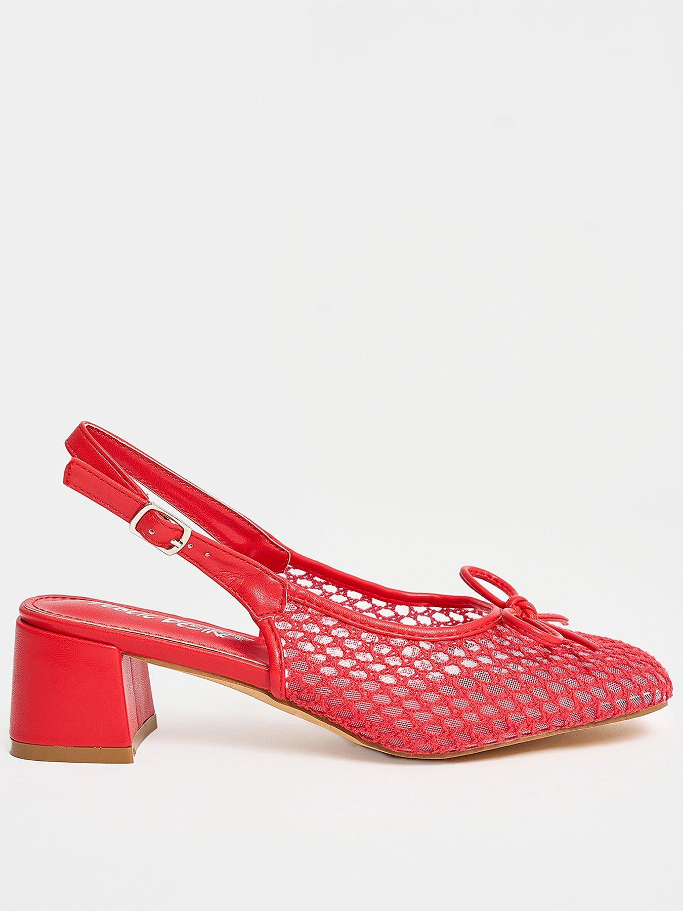 undefined Lover Girl Woven Block Heels - Red