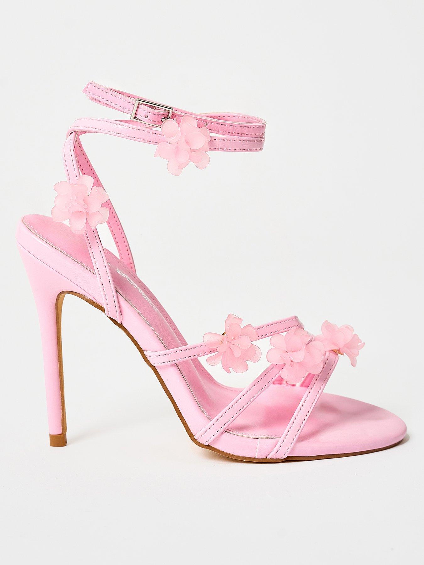 undefined Enid Flower Gem Detail Heels - Pale Pink