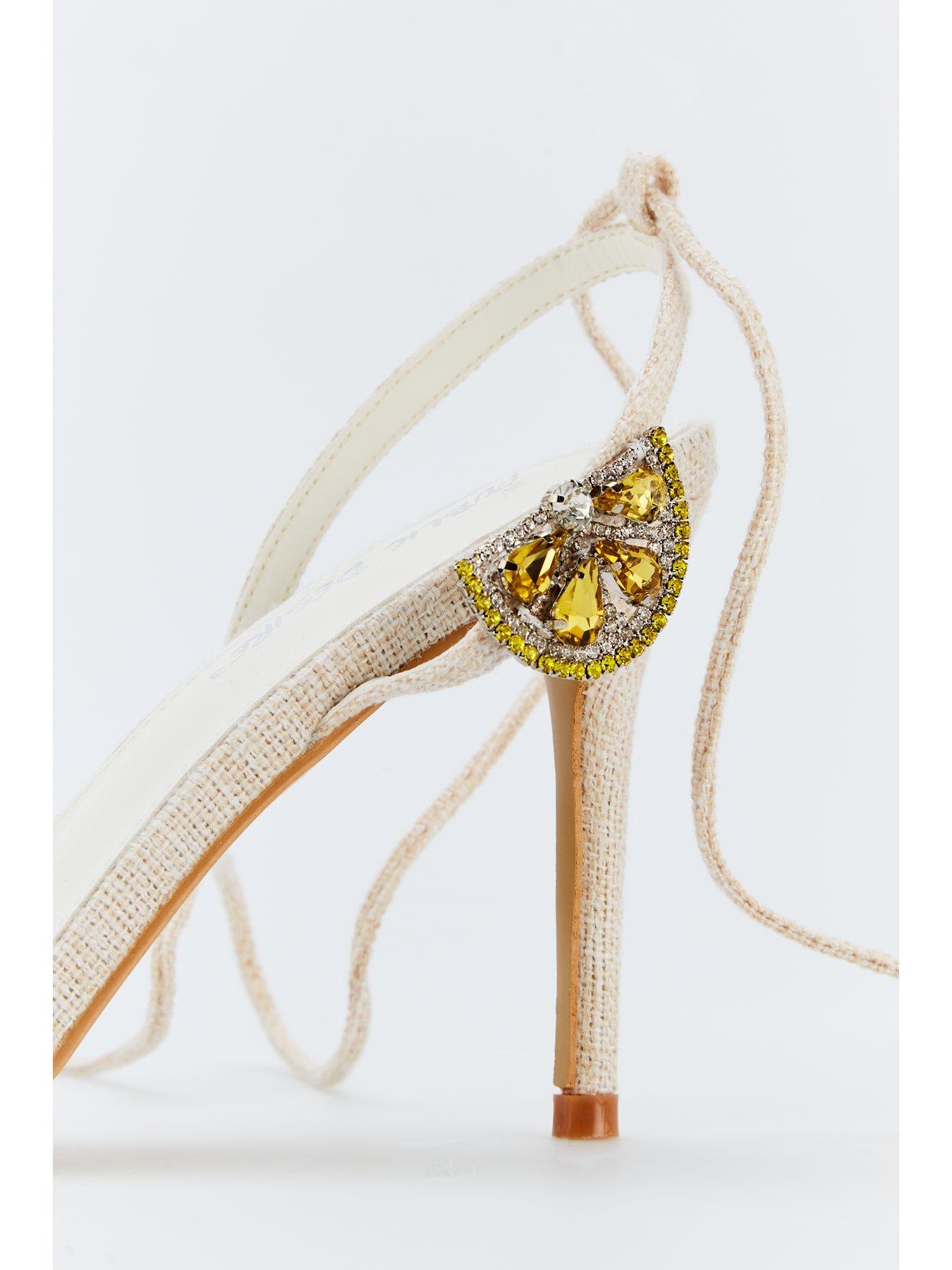Image 5 of 5 of Public Desire Fruity Lemon Embellished Heel - Natural