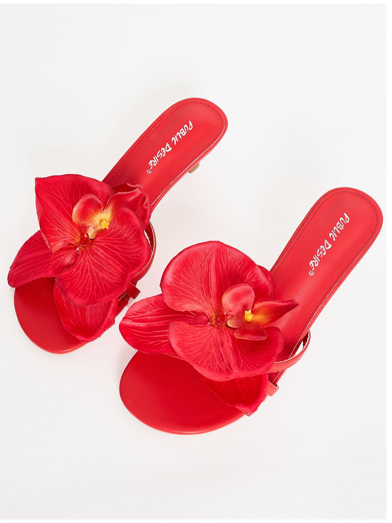 undefined Nikah Flower Detail Kitten Heel - Red