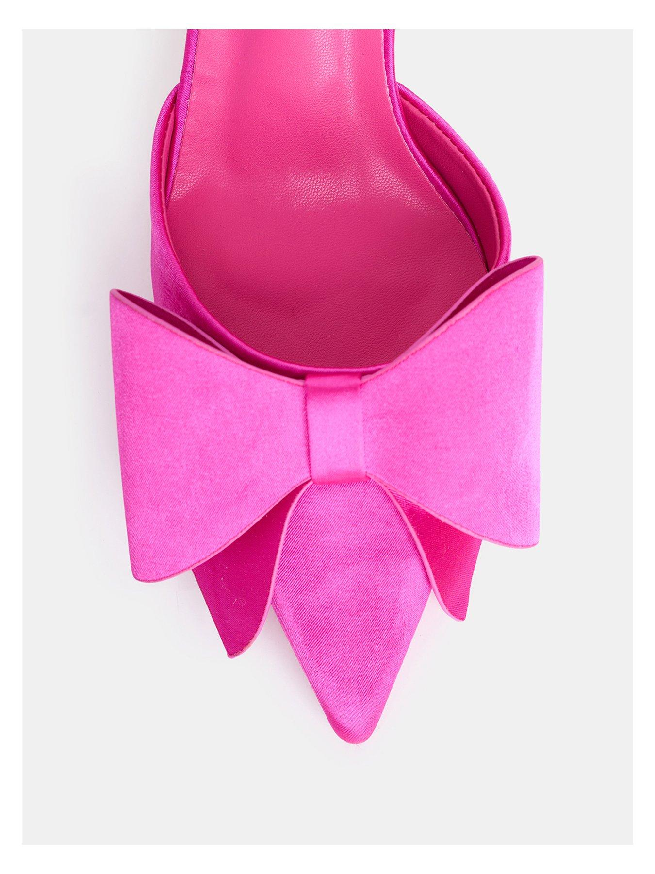  image of public-desire-loren-bow-mid-heel-hot-pink-satin