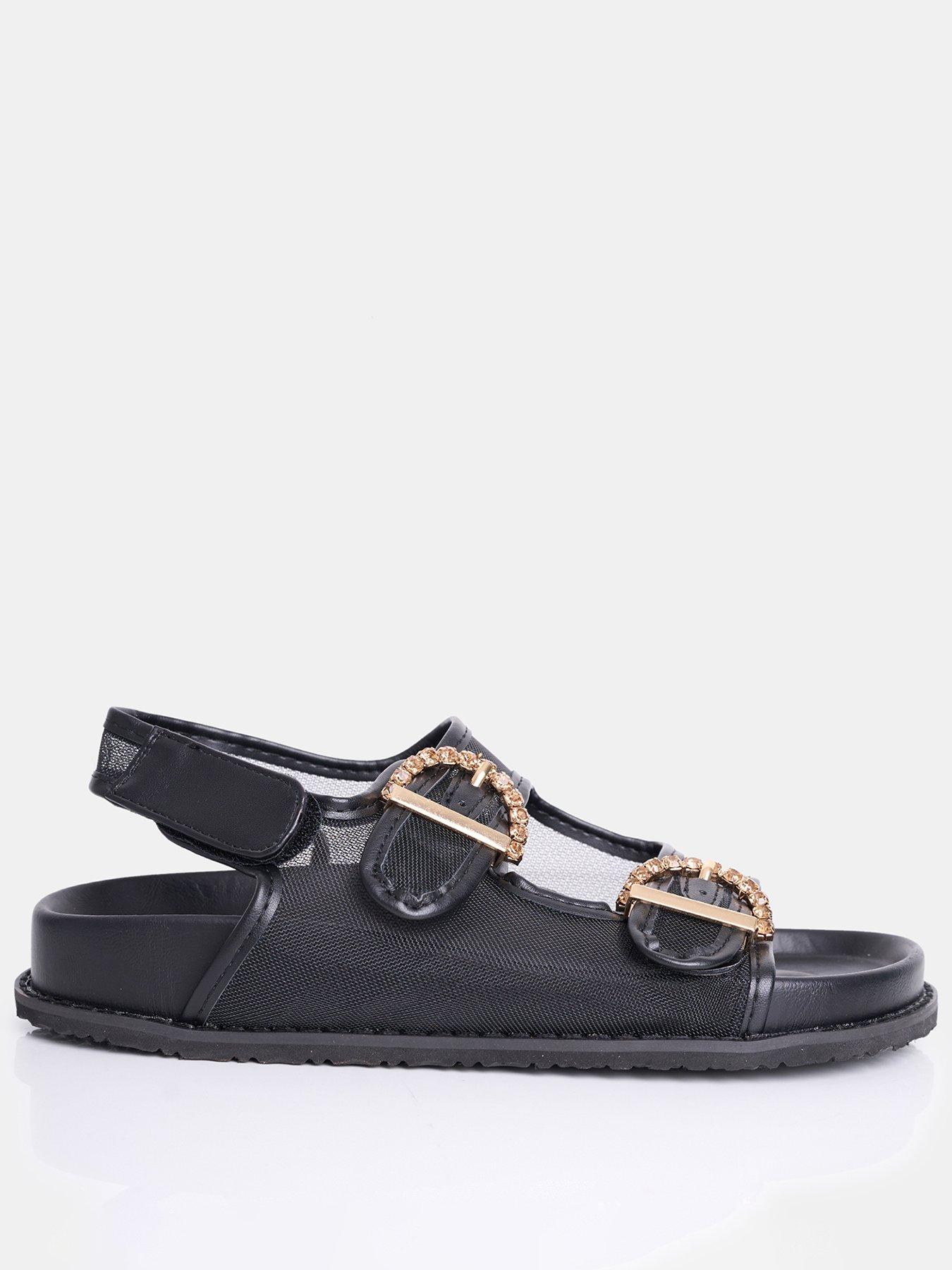 Public Desire Fuda Mesh Flat Sandal - Black