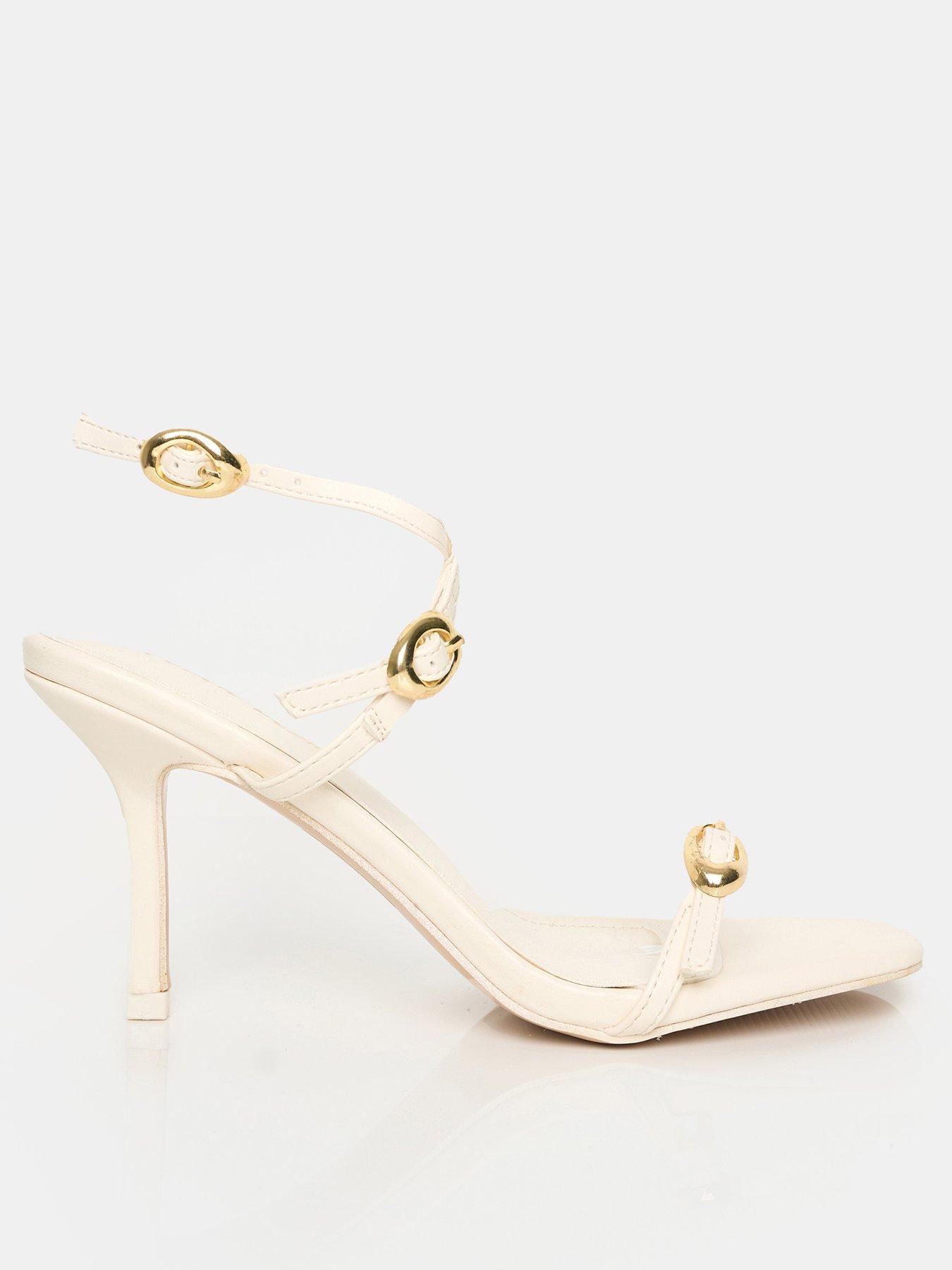 undefined Grand Buckle Detail  Heeled Sandal - Cream