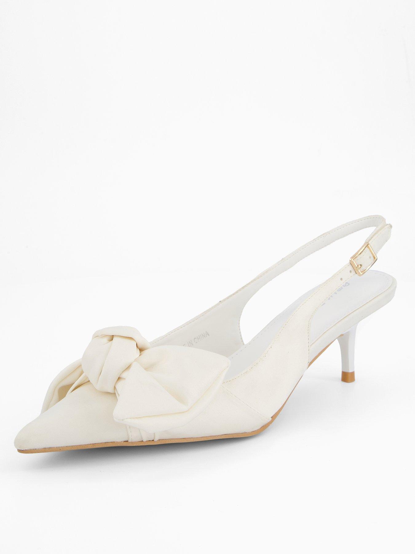 undefined Iris Bow Detail Kitten Heel - Ivory Satin