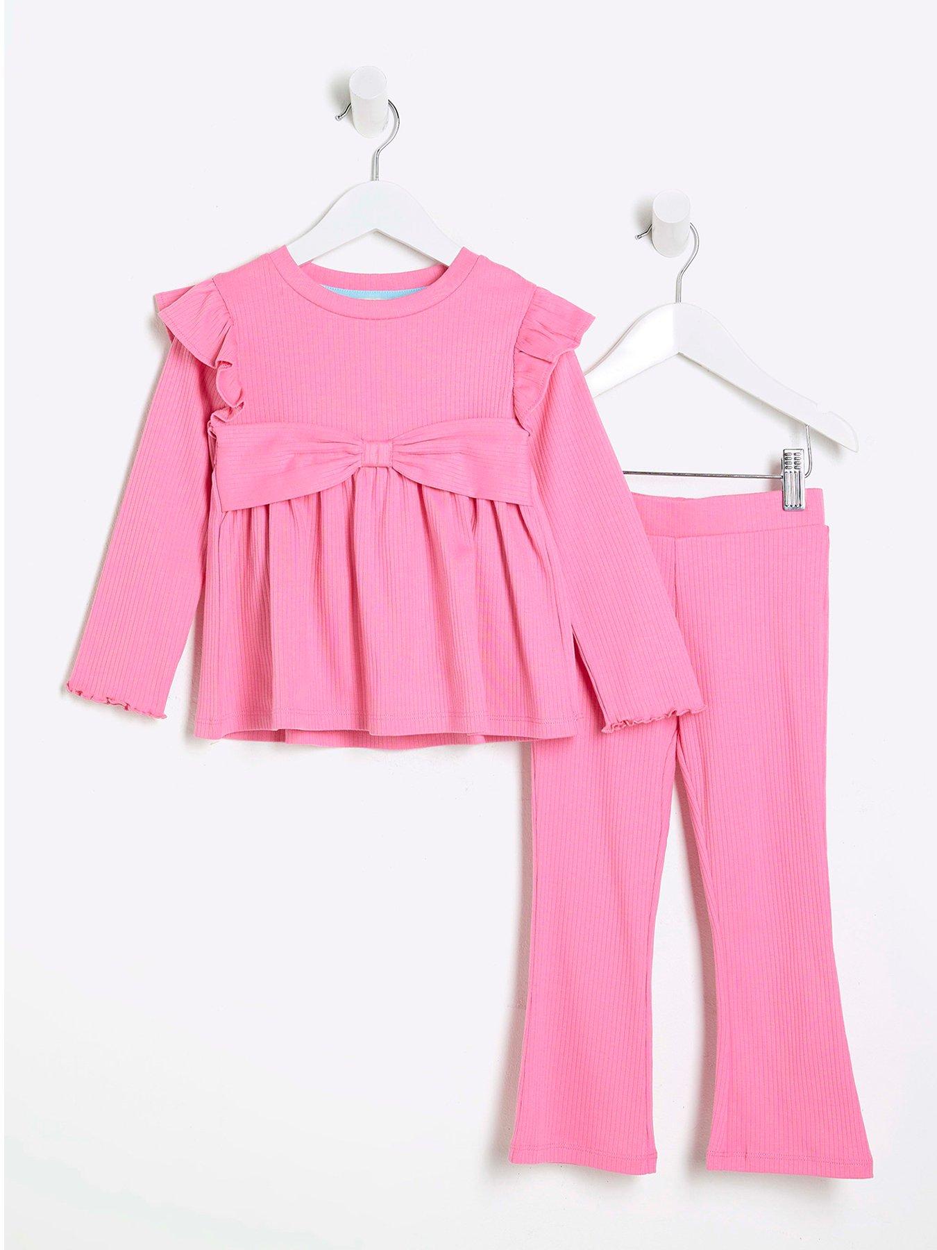 river-island-mini-mini-girls-peplum-bow-top-set-pink