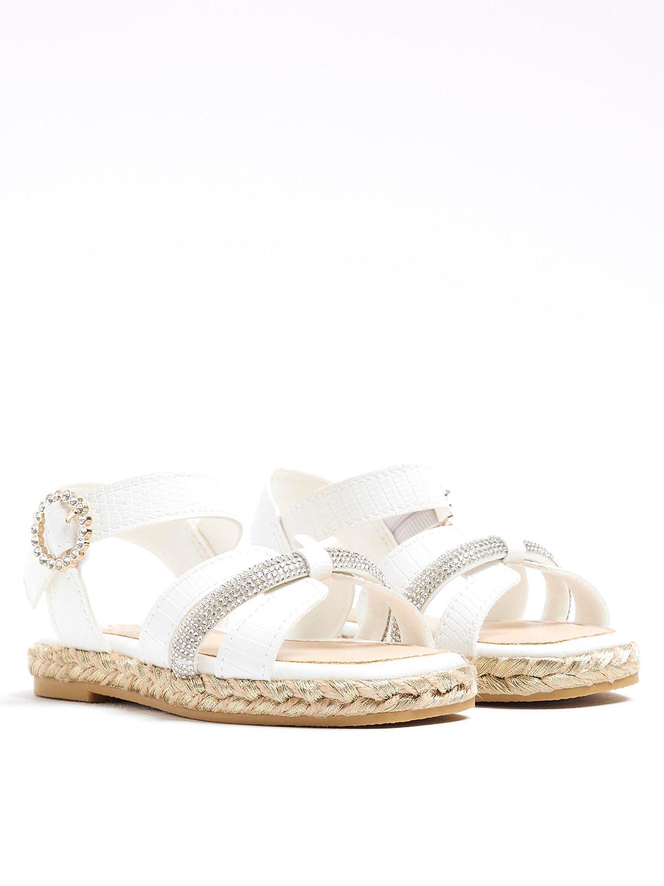 River Island Mini Mini Girl Faux Leather Sandals - White
