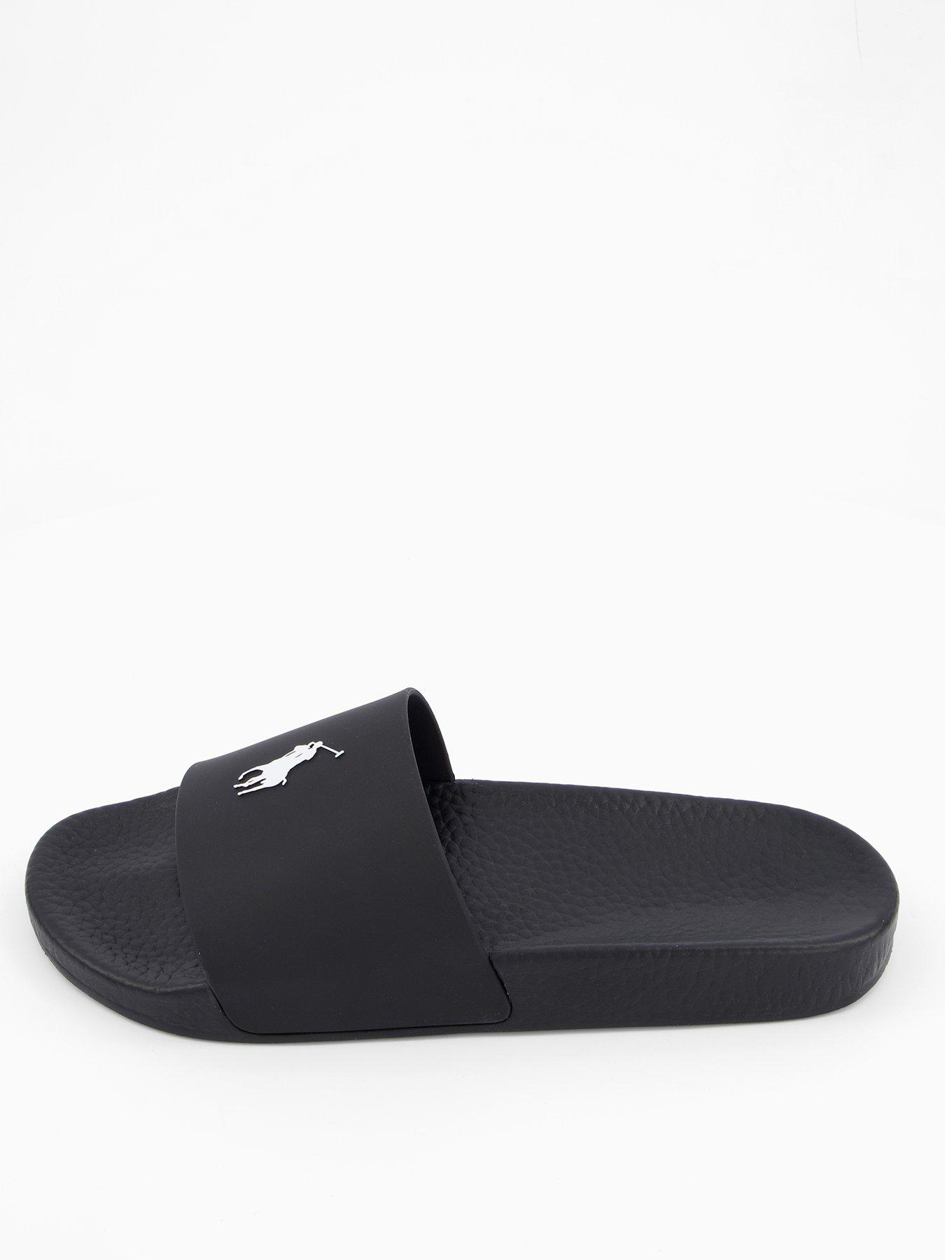 Image 2 of 6 of Polo Ralph Lauren Pool Sliders - Black/White