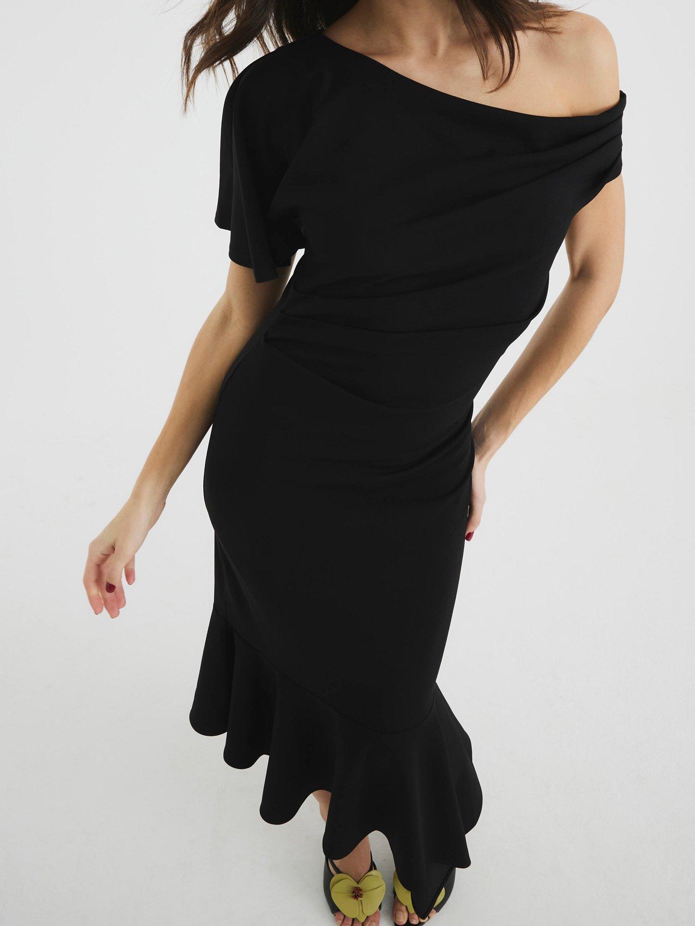  image of river-island-drape-asymmetric-dress-black
