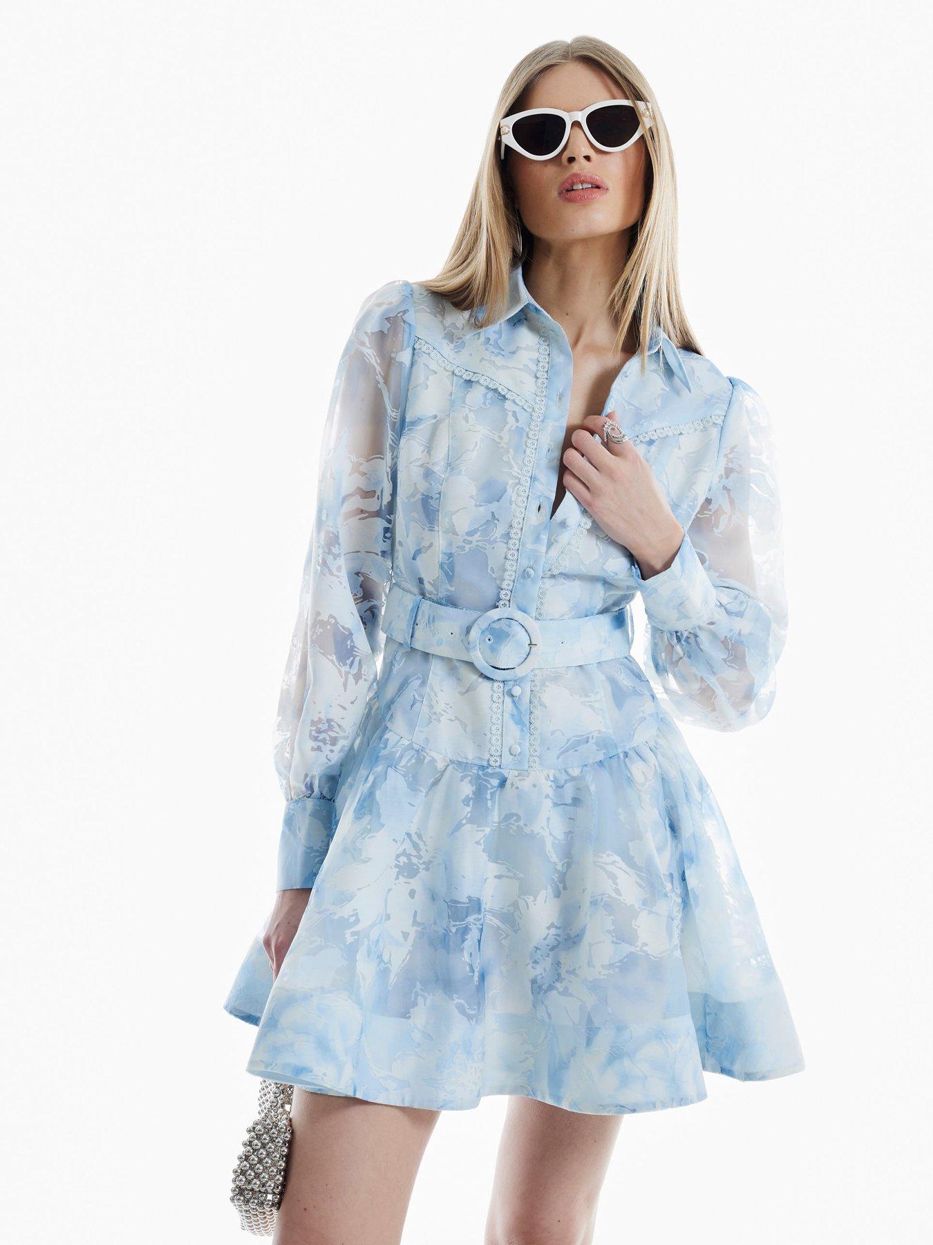  image of river-island-western-shirt-dress-light-blue