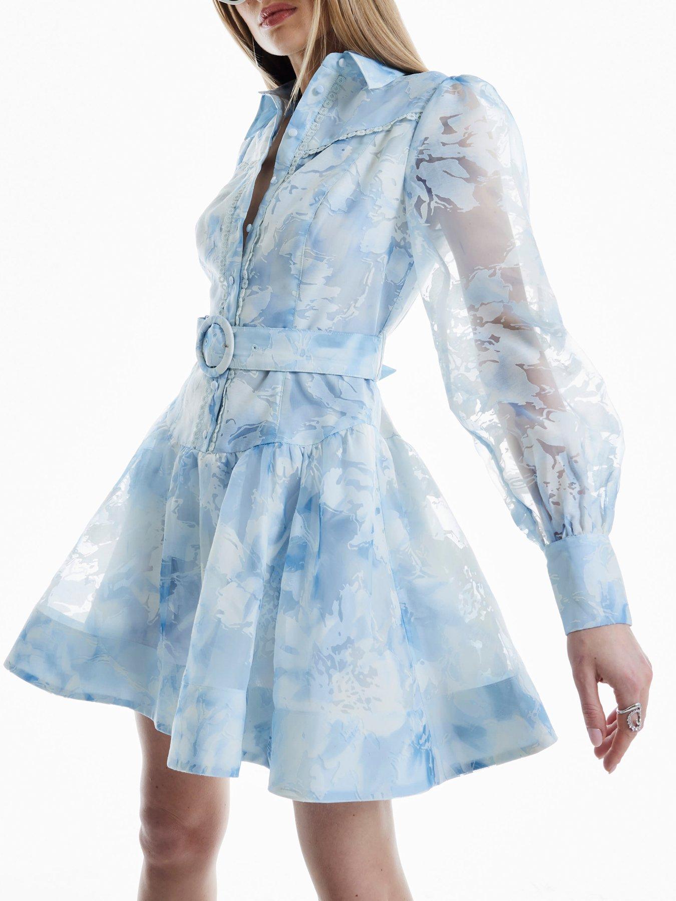  image of river-island-western-shirt-dress-light-blue