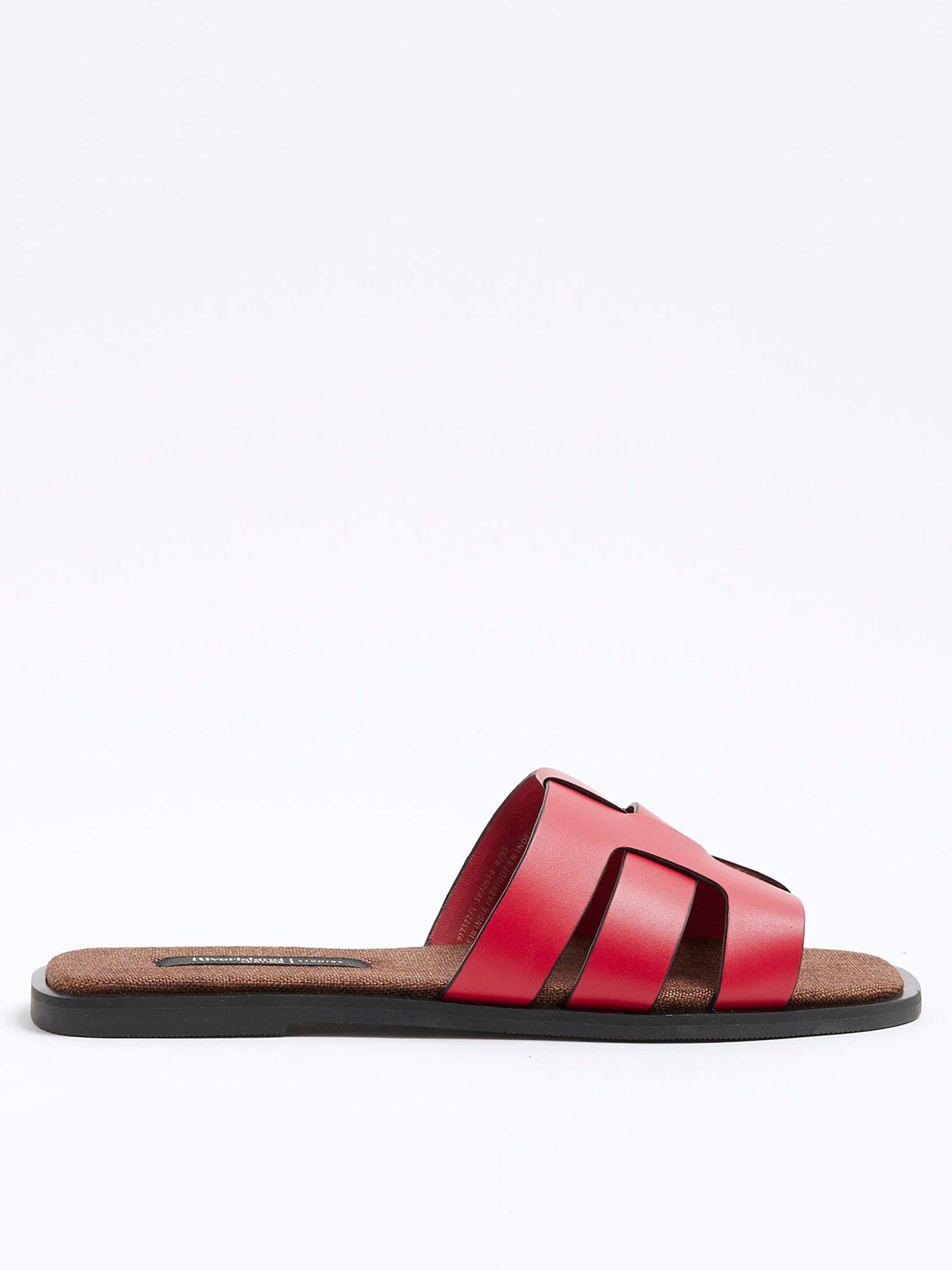 river-island-weave-mule-flat-sandal-red