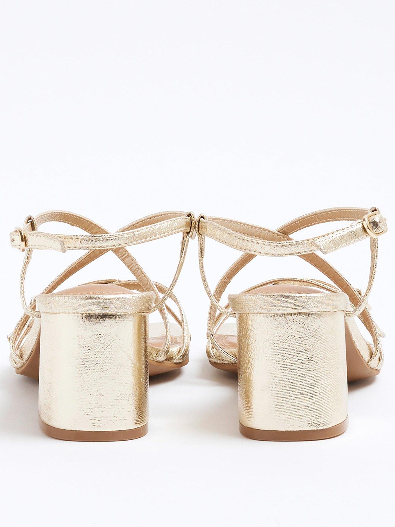  image of river-island-strappy-block-heel-sandal-gold