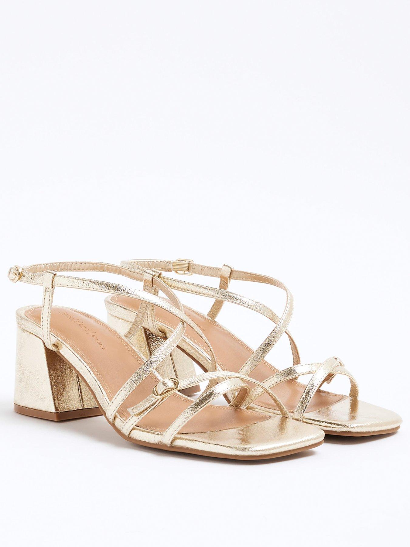  image of river-island-strappy-block-heel-sandal-gold