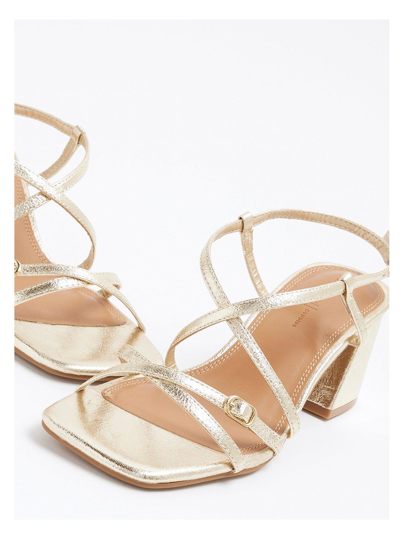  image of river-island-strappy-block-heel-sandal-gold