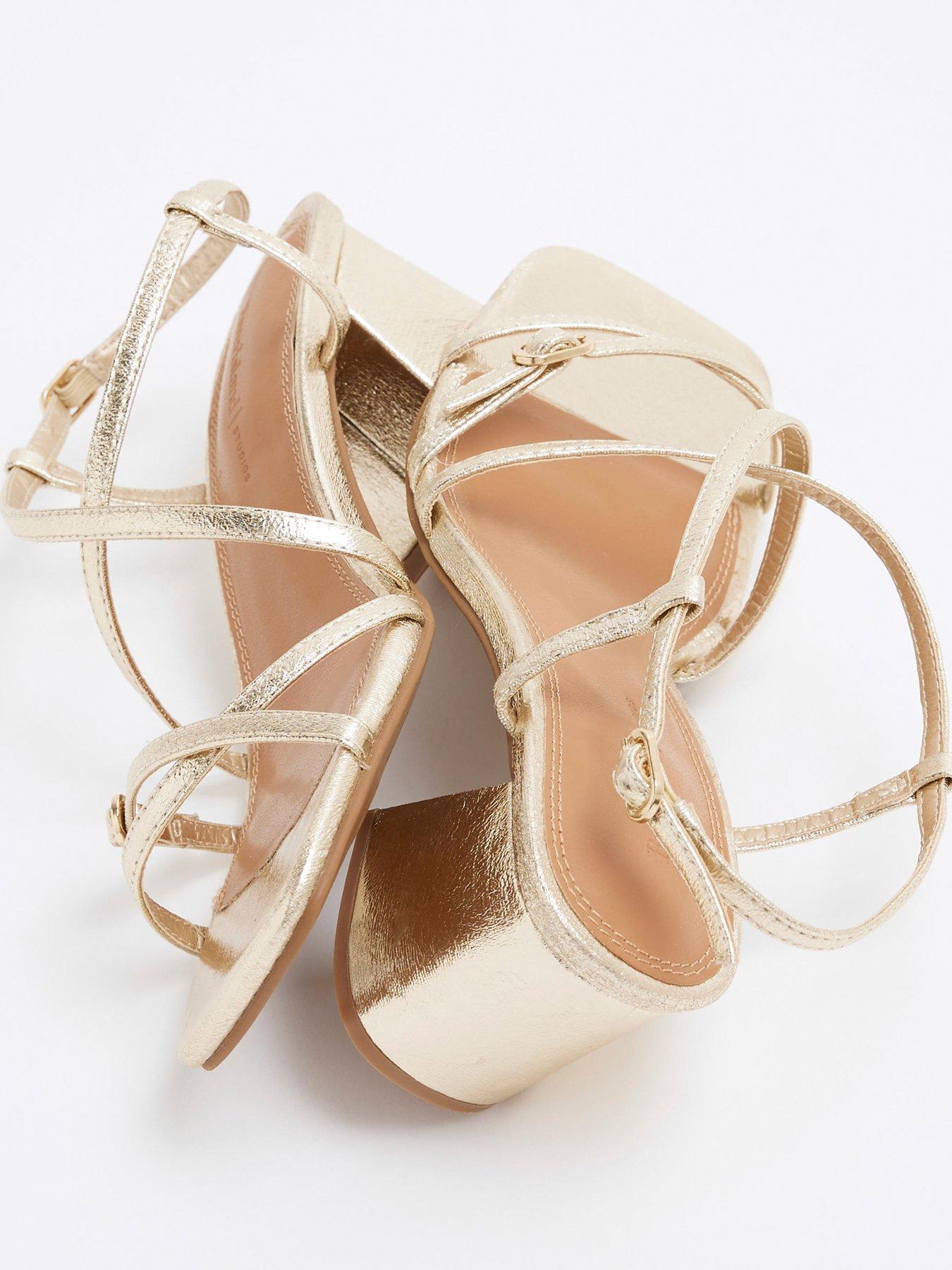  image of river-island-strappy-block-heel-sandal-gold