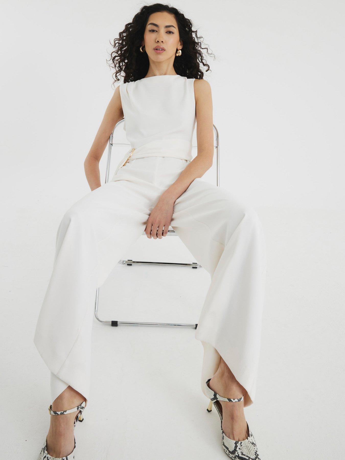 River Island Belted Jumpsuit - White