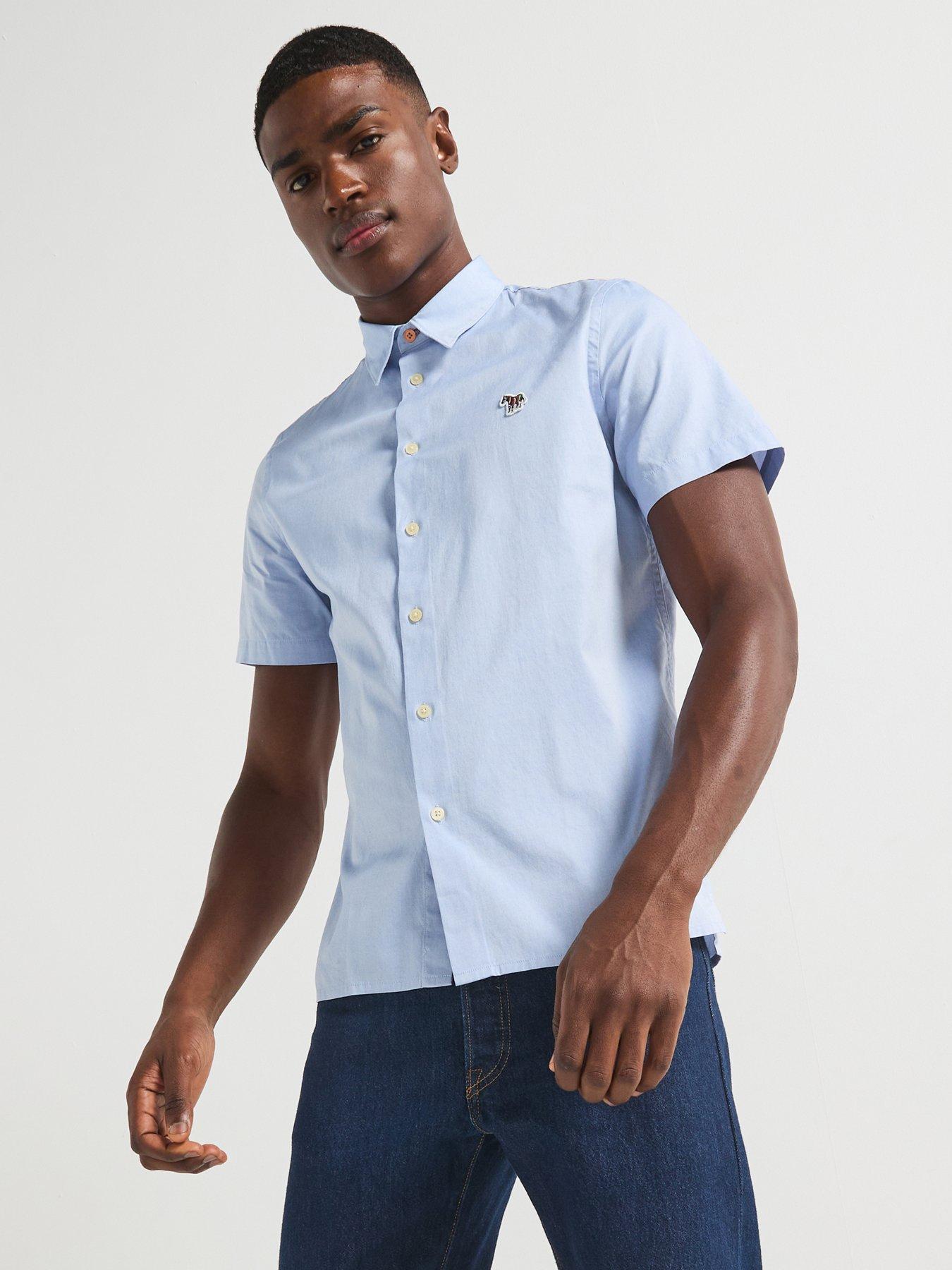 PS PAUL SMITH Short Sleeve Casual Fit Zebra Logo Shirt - Blue