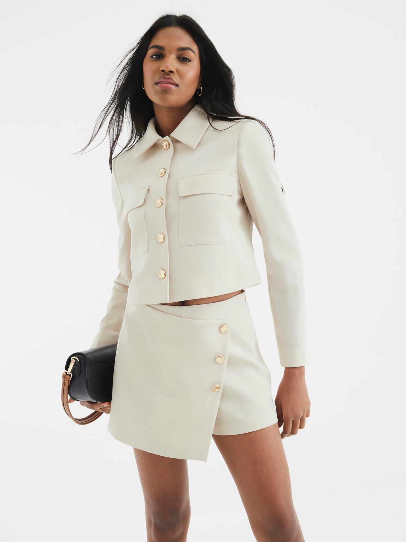 River Island Asymmetric Skort - Beige