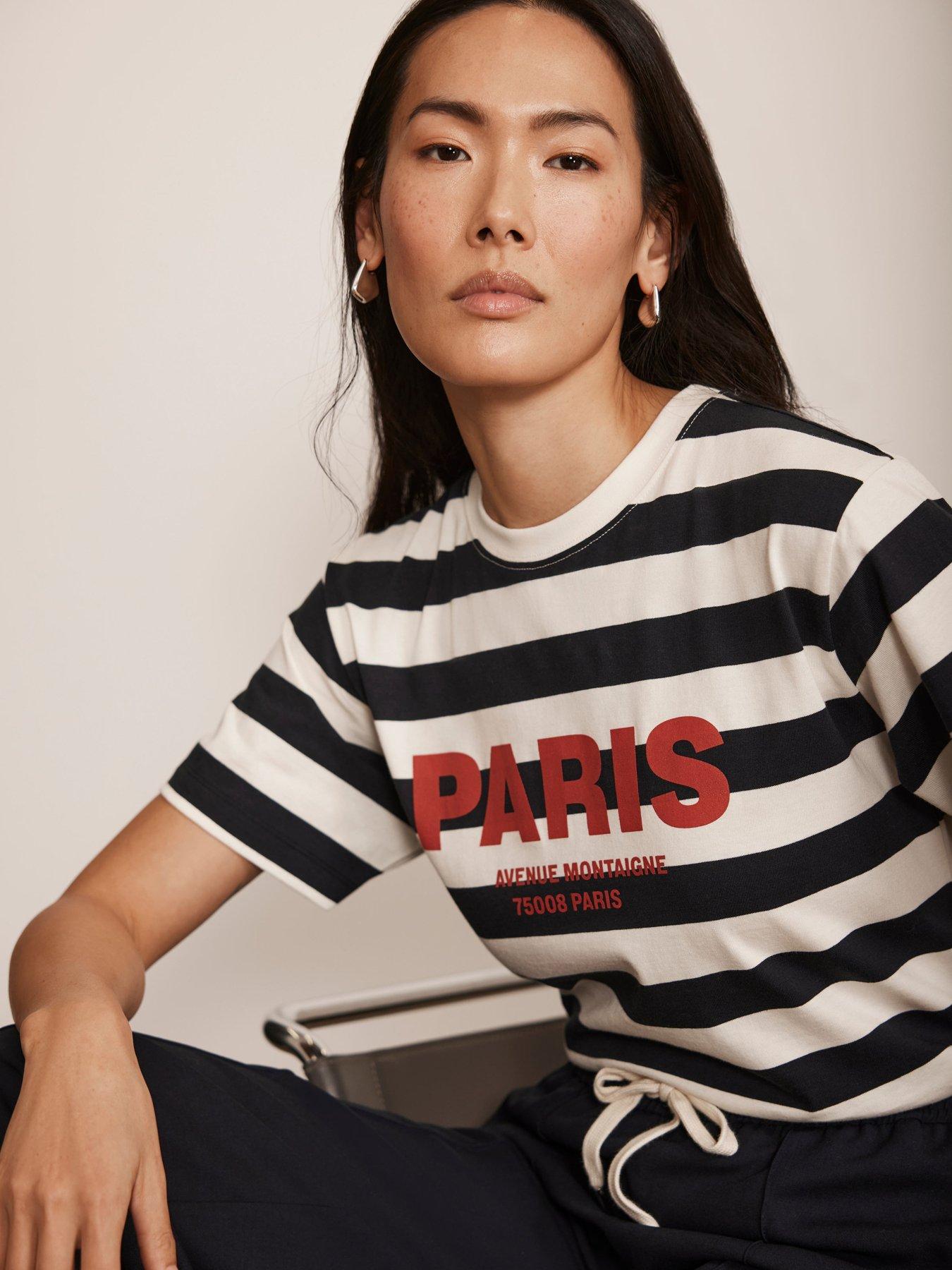 undefined Stripe Paris T-Shirt - Navy