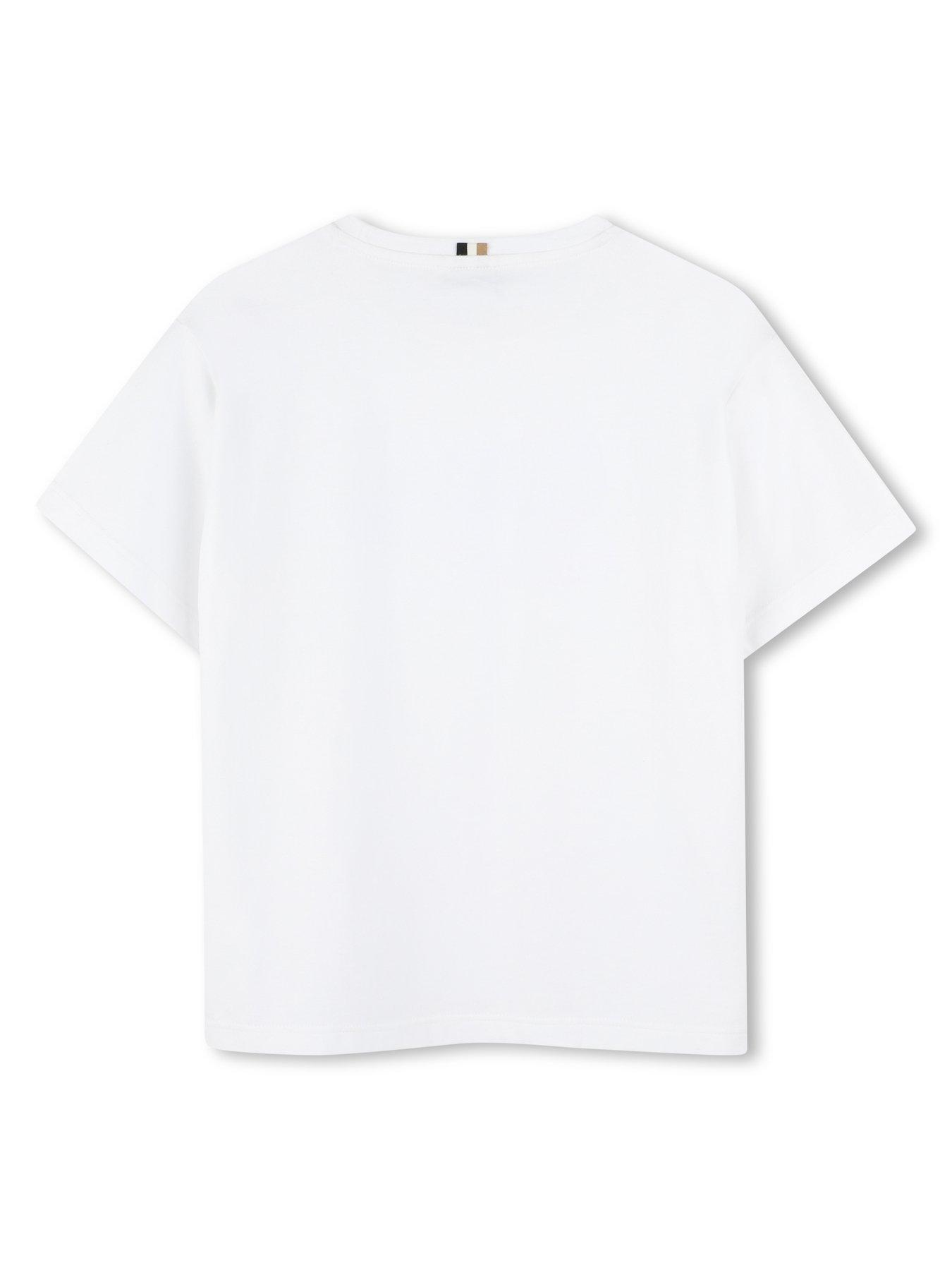  image of boss-boys-logo-t-shirt-and-shorts-set-navywhite