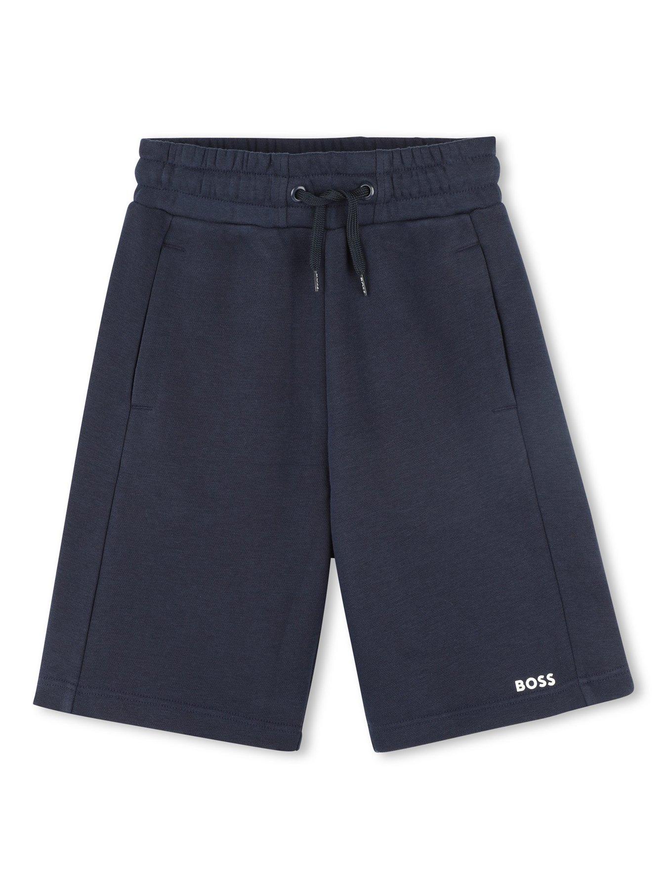  image of boss-boys-logo-t-shirt-and-shorts-set-navywhite