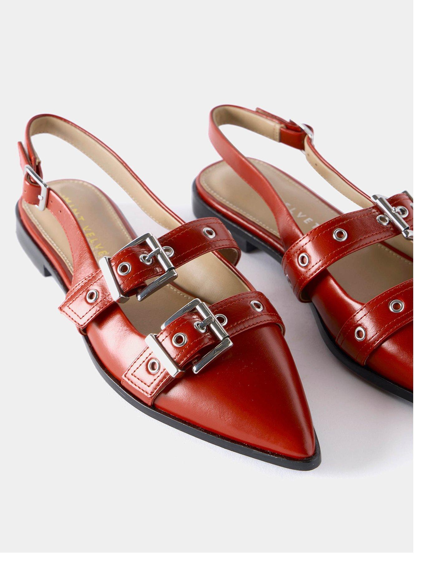  image of mint-velvet-ella-leather-buckled-flats-red