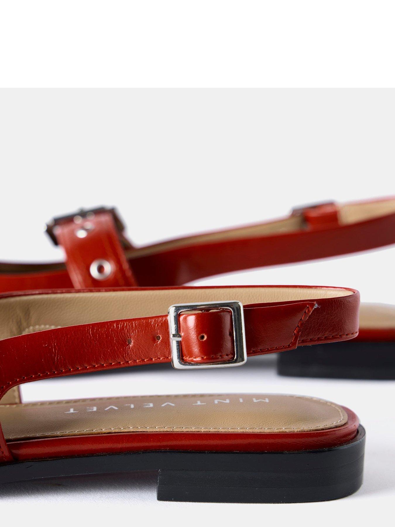  image of mint-velvet-ella-leather-buckled-flats-red