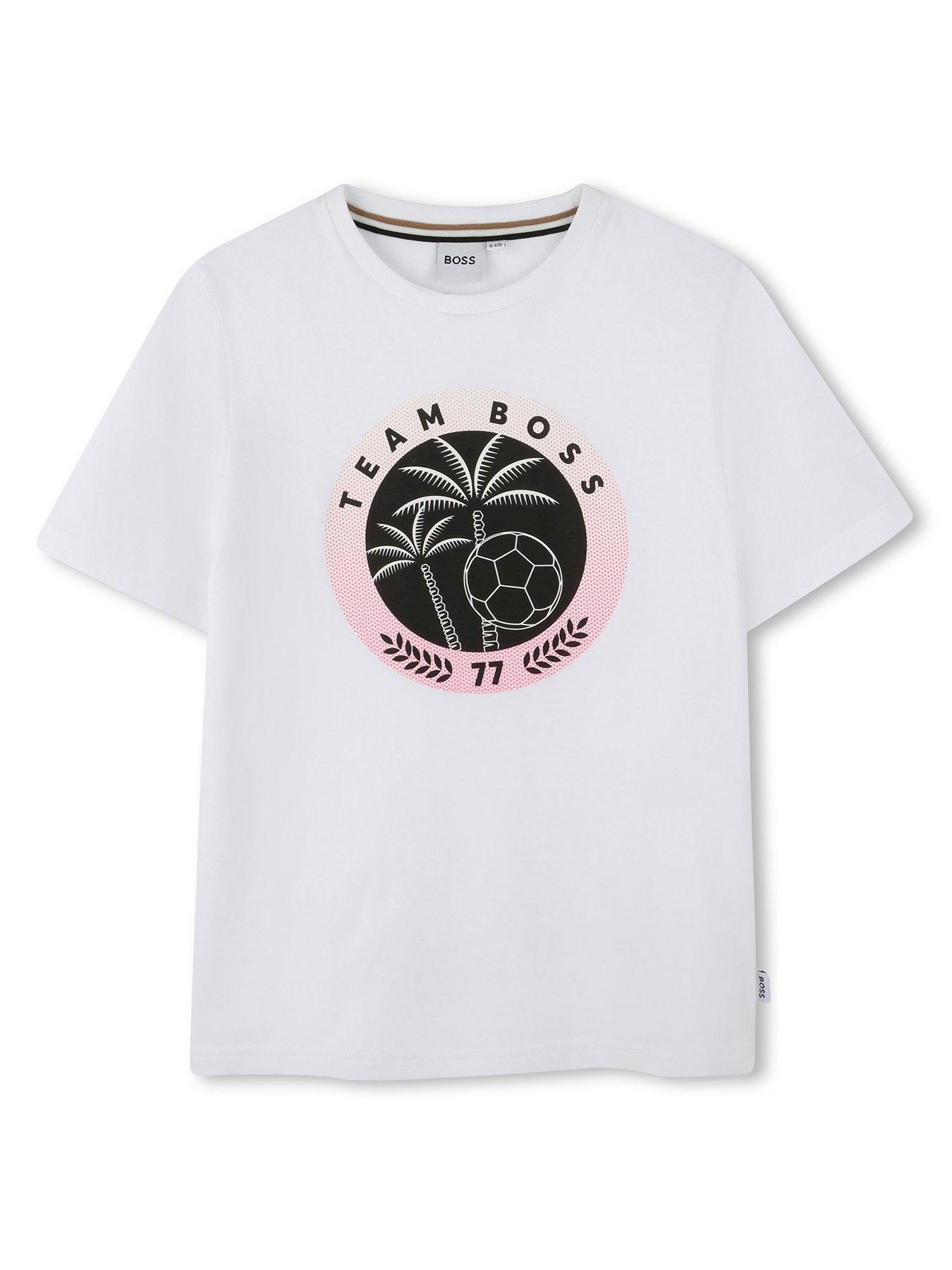 Image 1 of 3 of BOSS Boys Football T-Shirt - White