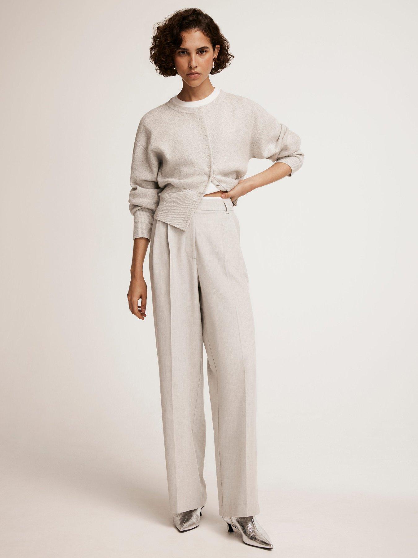 undefined Pleated Wide Trousers - Grey